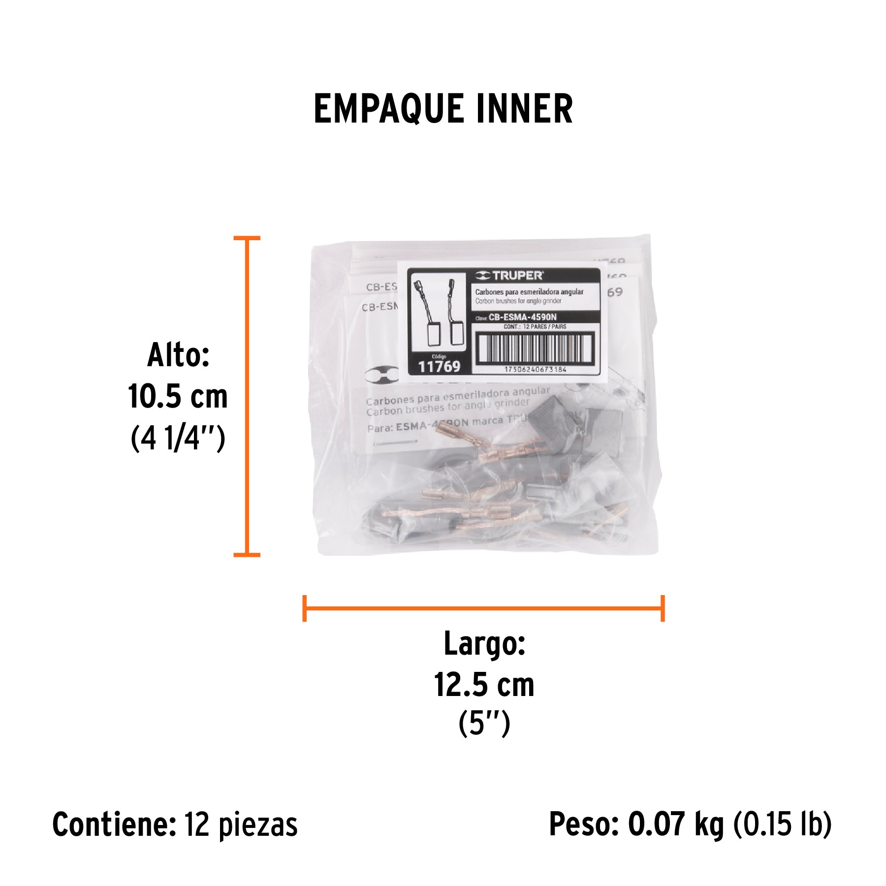 Bolsa con 2 carbones de repuesto para ESMA-4510N, TRUPER - Empaque