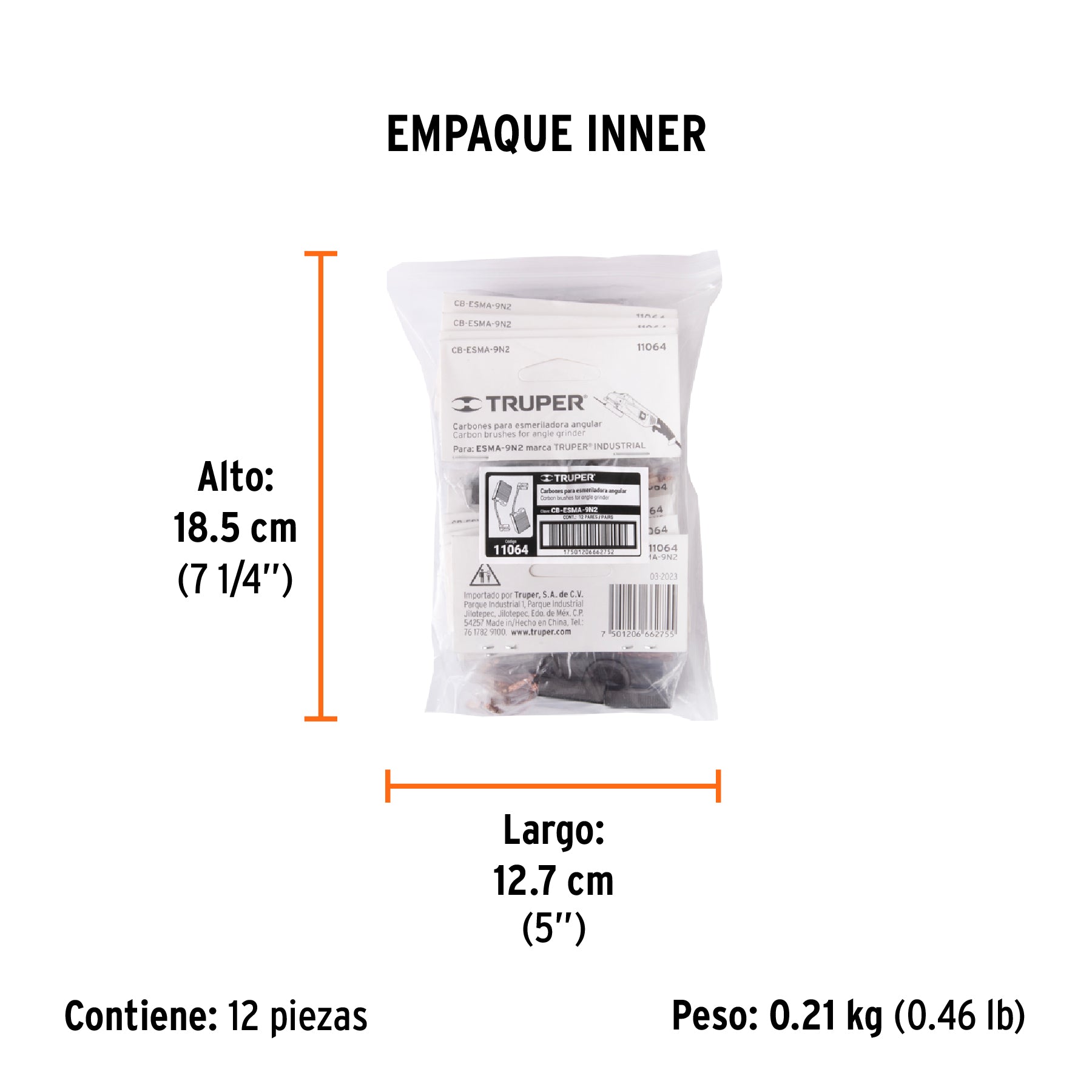 Bolsa con 2 carbones de repuesto para ESMA-9N2, TRUPER - Empaque