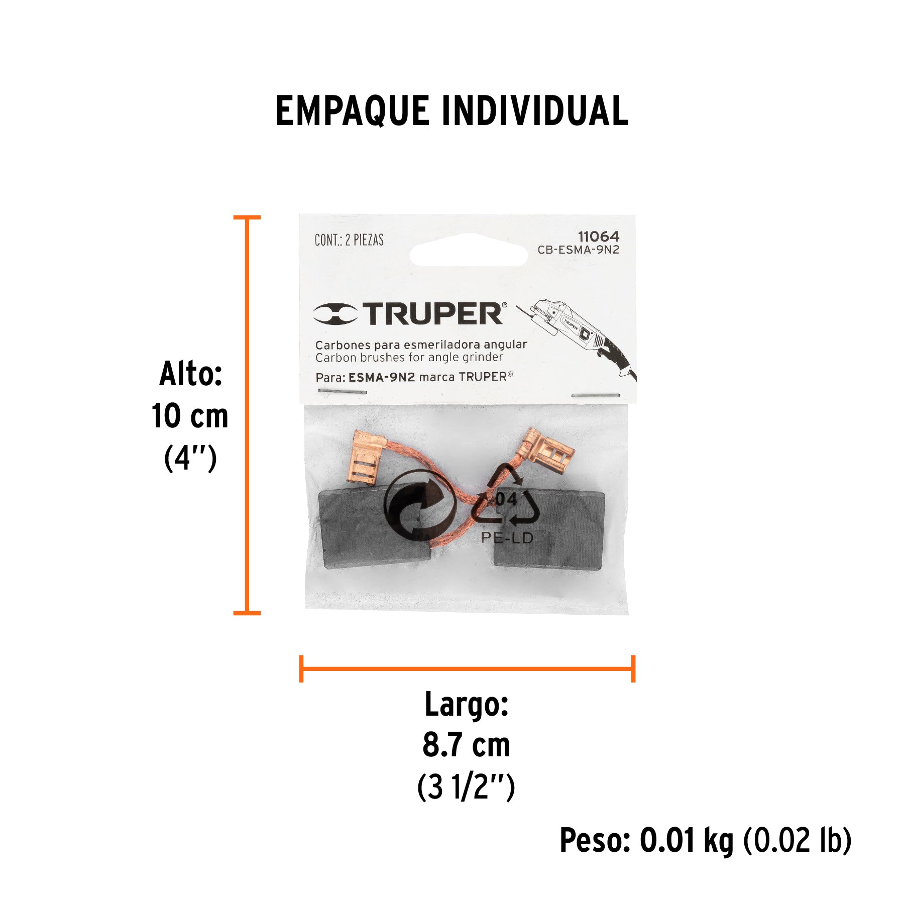 Bolsa con 2 carbones de repuesto para ESMA-9N2, TRUPER - Empaque