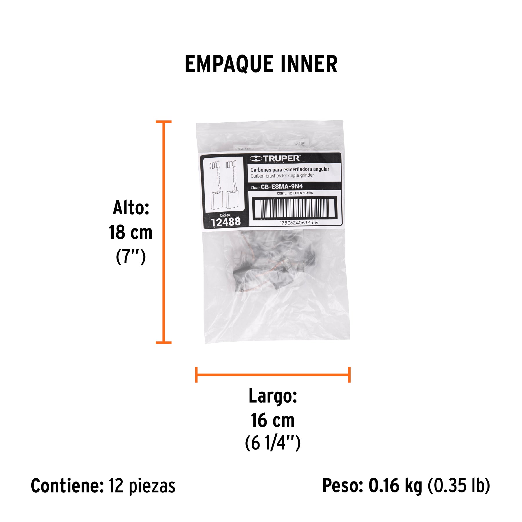 Bolsa con 2 carbones de repuesto para ESMA-9N4, TRUPER - Empaque
