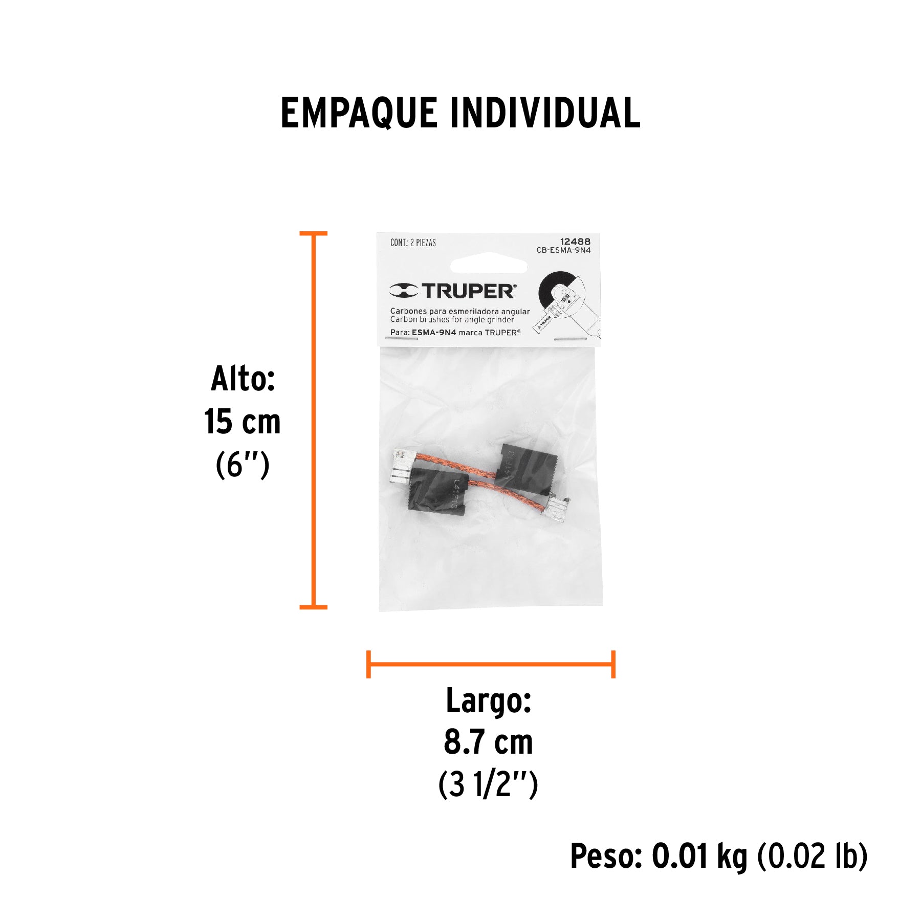 Bolsa con 2 carbones de repuesto para ESMA-9N4, TRUPER - Empaque