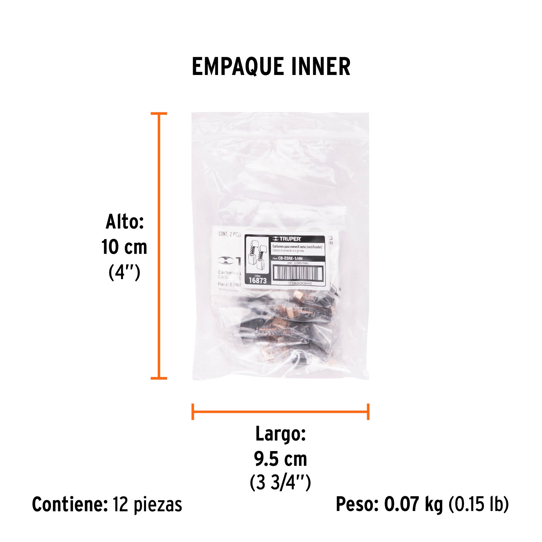 Bolsa con 2 carbones de repuesto para ESRE-1/4N, TRUPER - Empaque