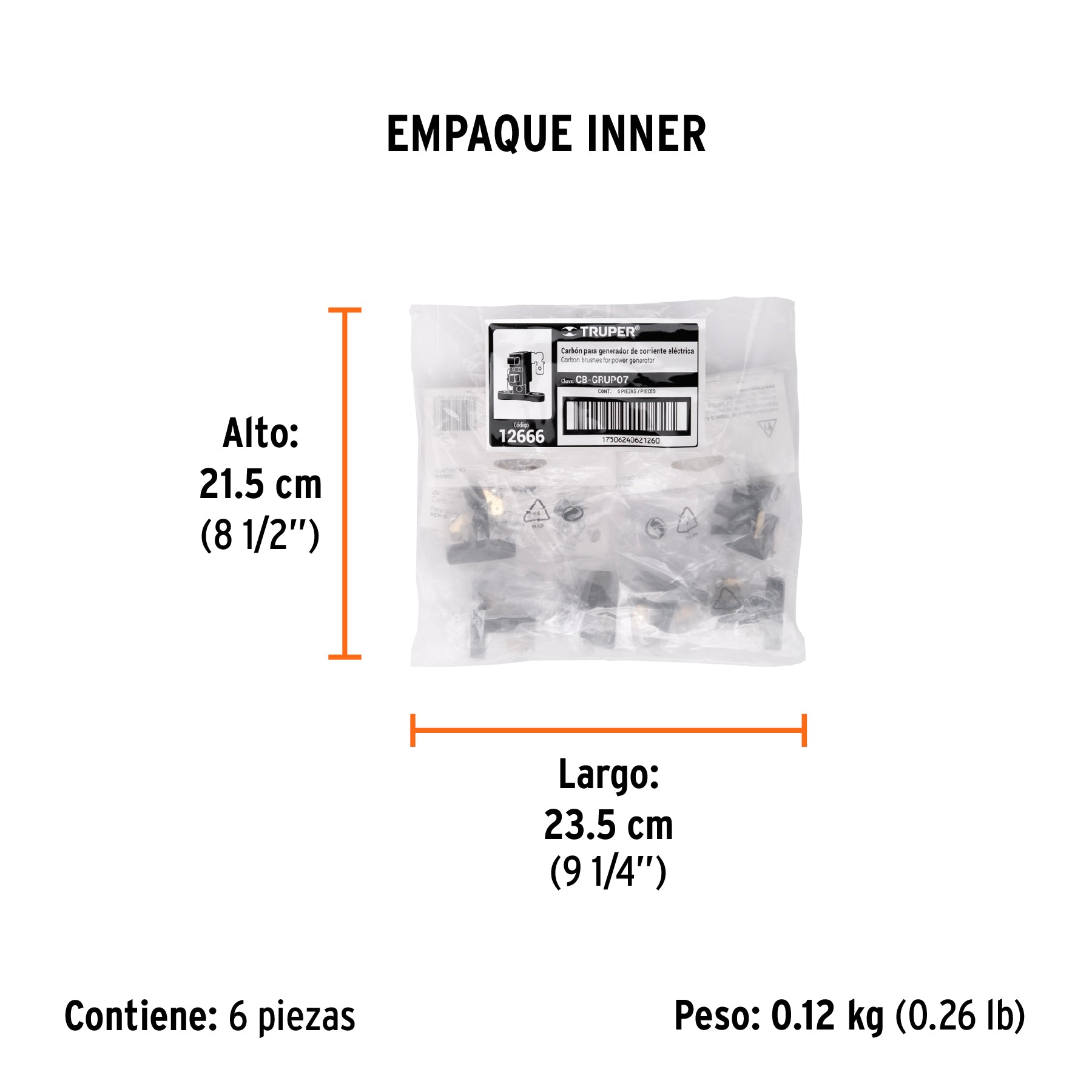 Bolsa con 2 carbones para generadores Grupo 7, TRUPER - Empaque