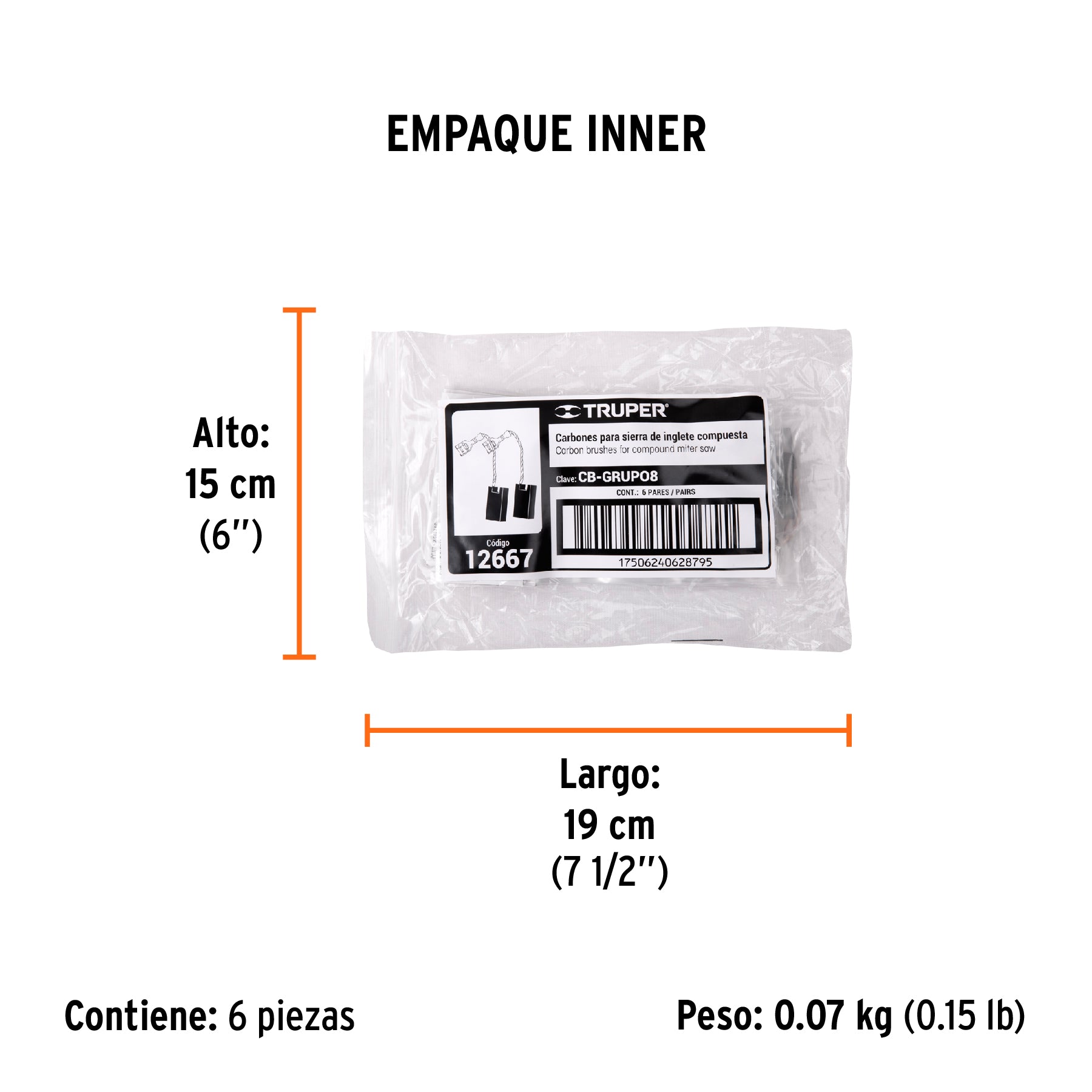 Bolsa con 2 carbones para sierras inglete Grupo 8, TRUPER - Empaque