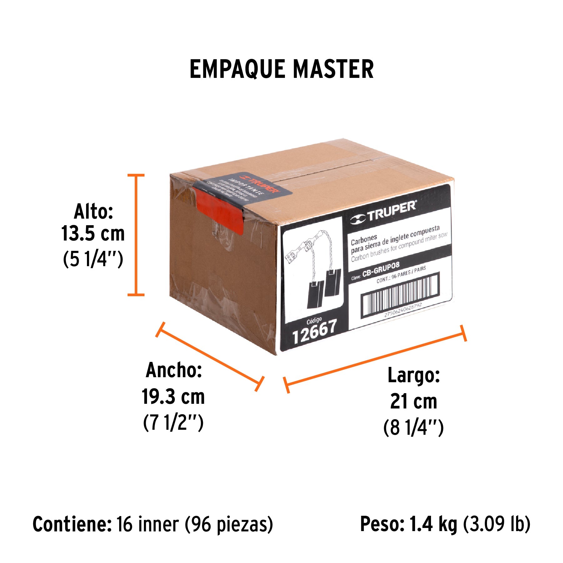 Bolsa con 2 carbones para sierras inglete Grupo 8, TRUPER - Empaque