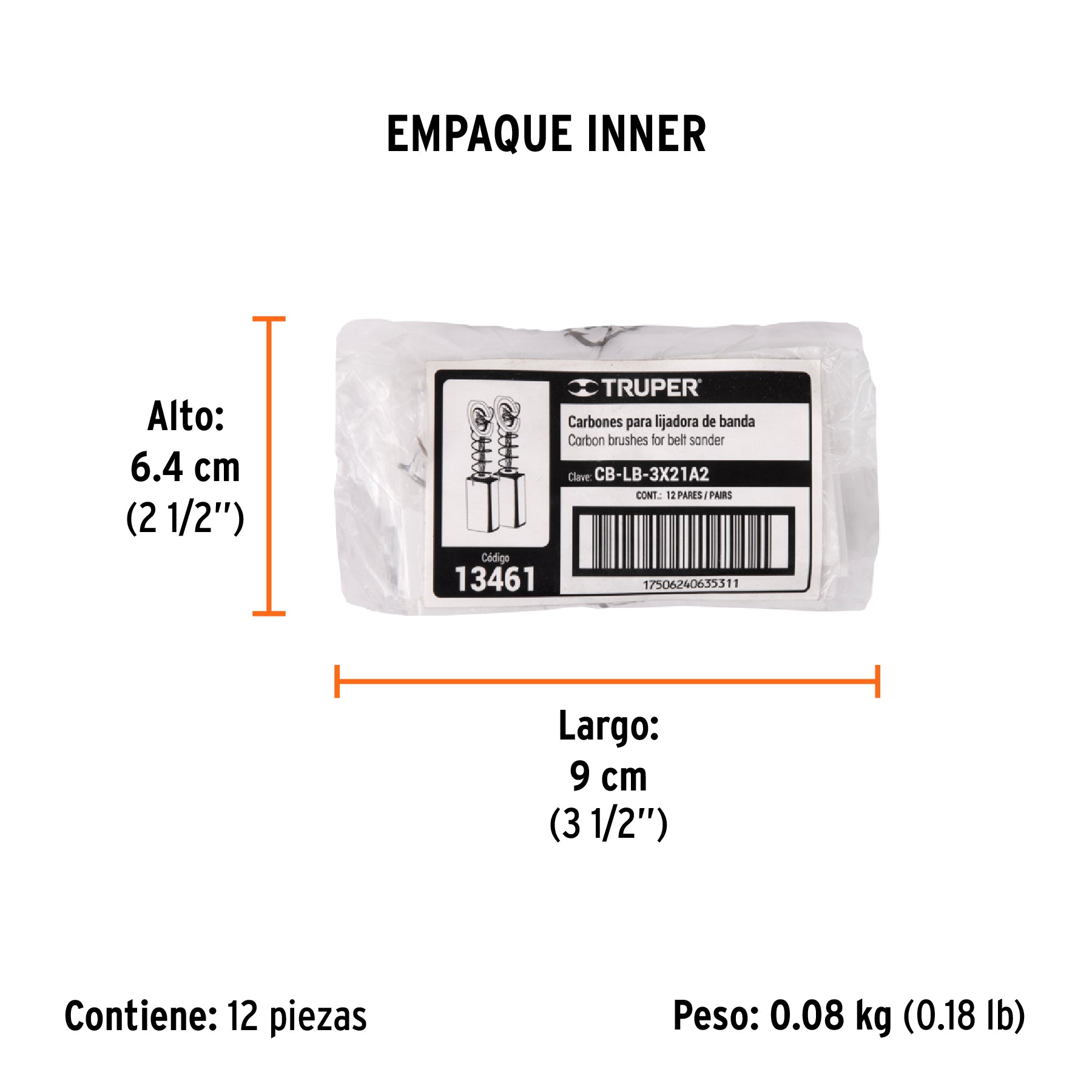 Bolsa con 2 carbones de repuesto para LIBA-3X21A2, TRUPER - Empaque