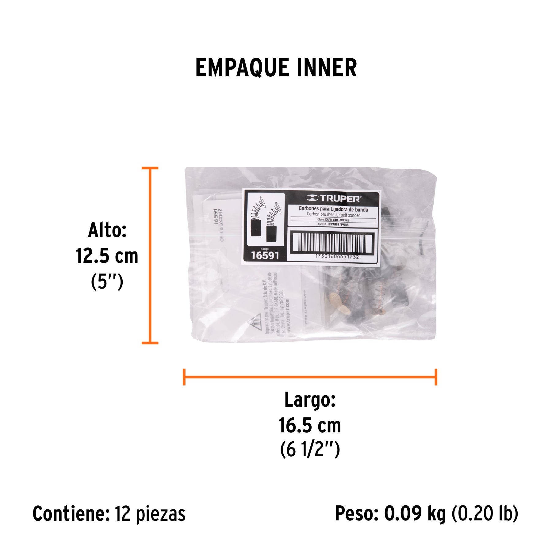 Bolsa con 2 carbones de repuesto para LIBA-3x21N2, TRUPER - Empaque