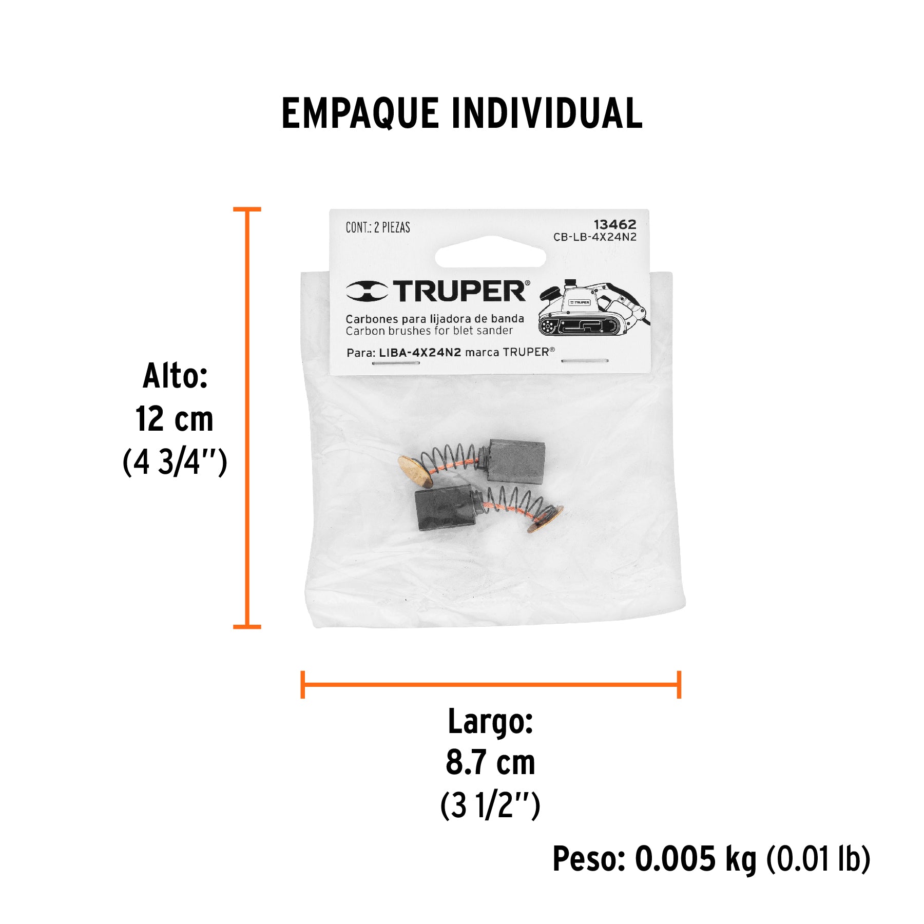 Bolsa con 2 carbones de repuesto para LIBA-4X24N2, TRUPER - Empaque
