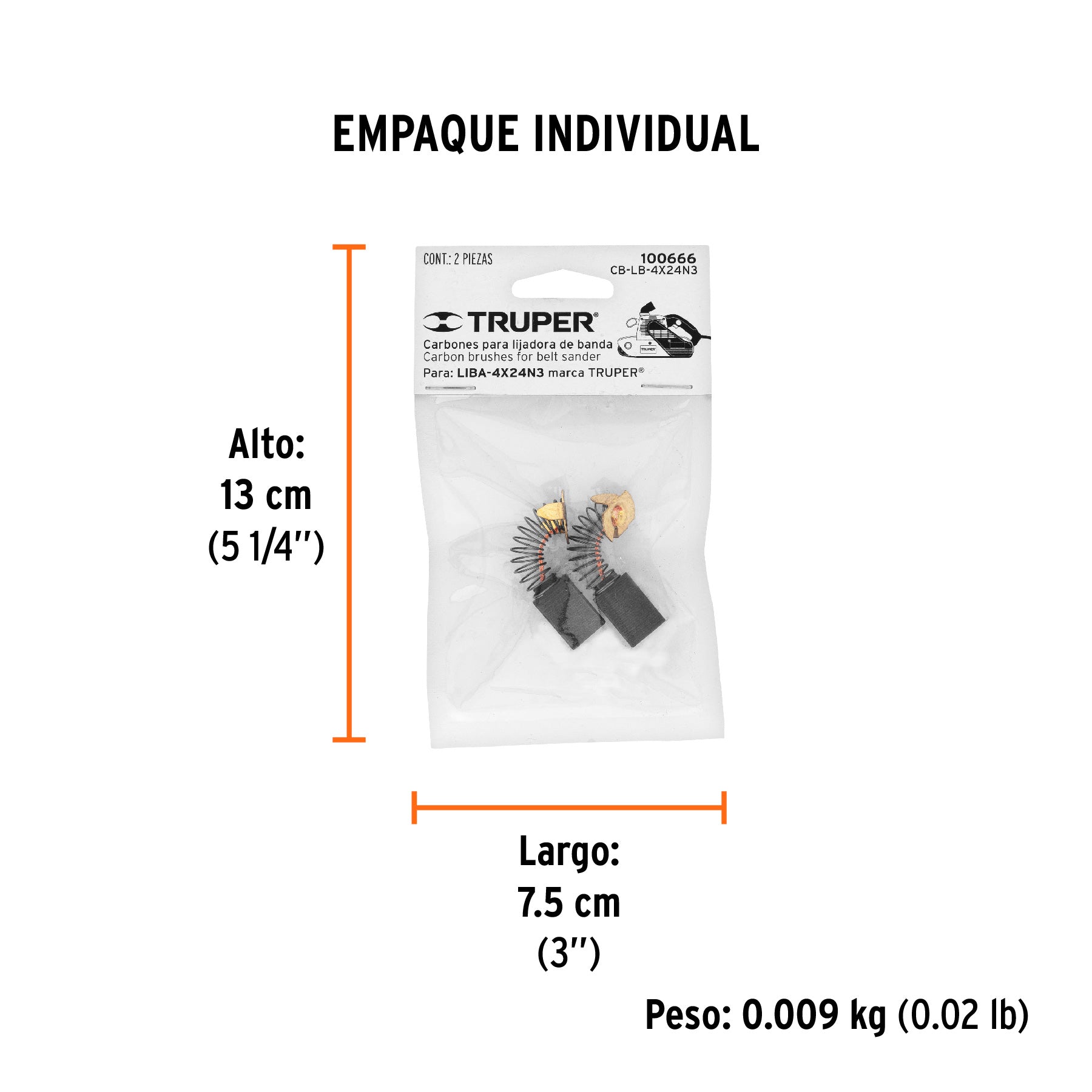 Bolsa con 2 carbones de repuesto para LIBA-4X24N3, TRUPER - Empaque