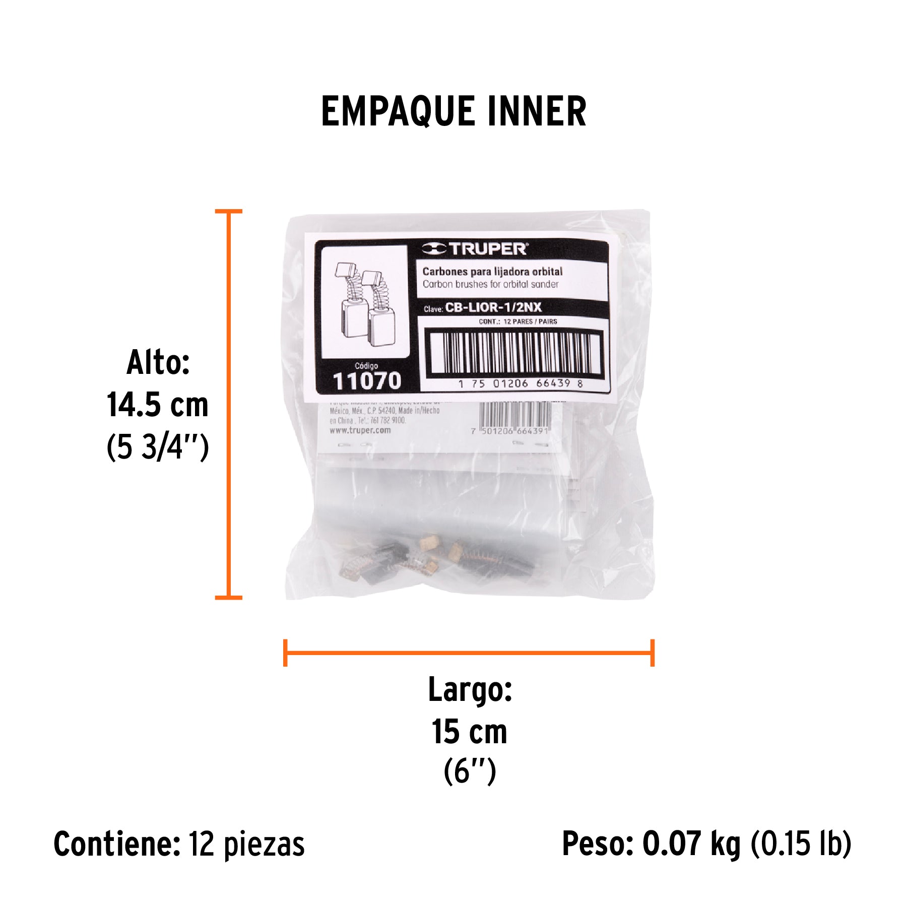 Bolsa con 2 carbones de repuesto para LIOR-1/2NX, TRUPER - Empaque