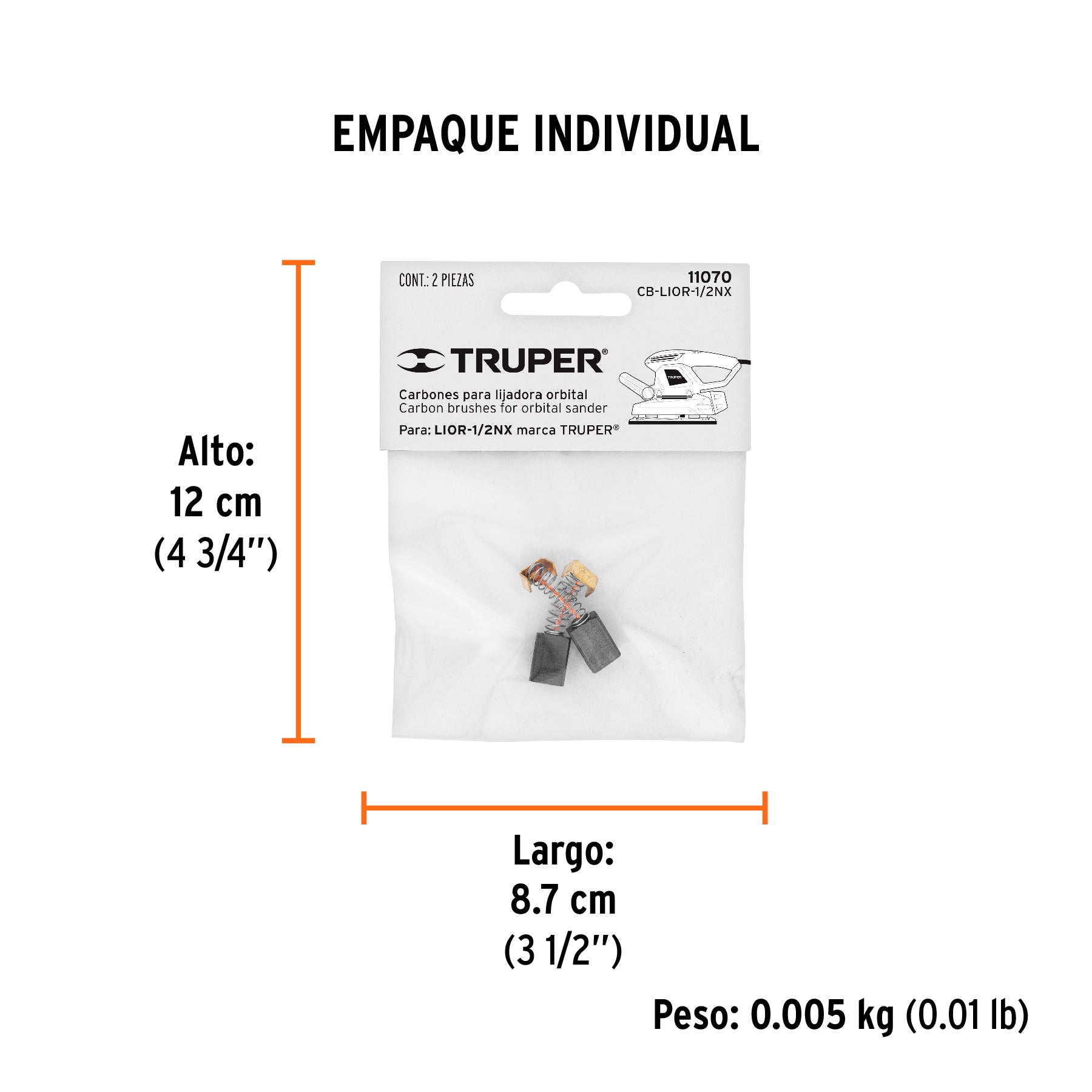 Bolsa con 2 carbones de repuesto para LIOR-1/2NX, TRUPER - Empaque