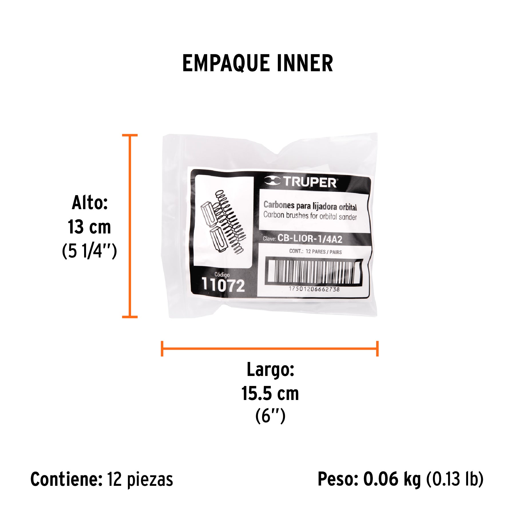 Bolsa con 2 carbones de repuesto para LIOR-1/4A2, TRUPER - Empaque