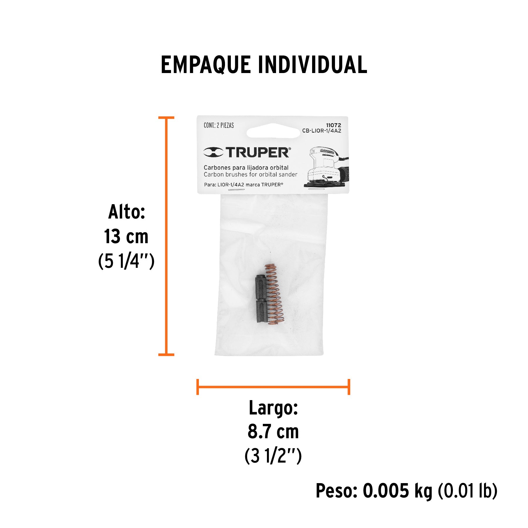Bolsa con 2 carbones de repuesto para LIOR-1/4A2, TRUPER - Empaque