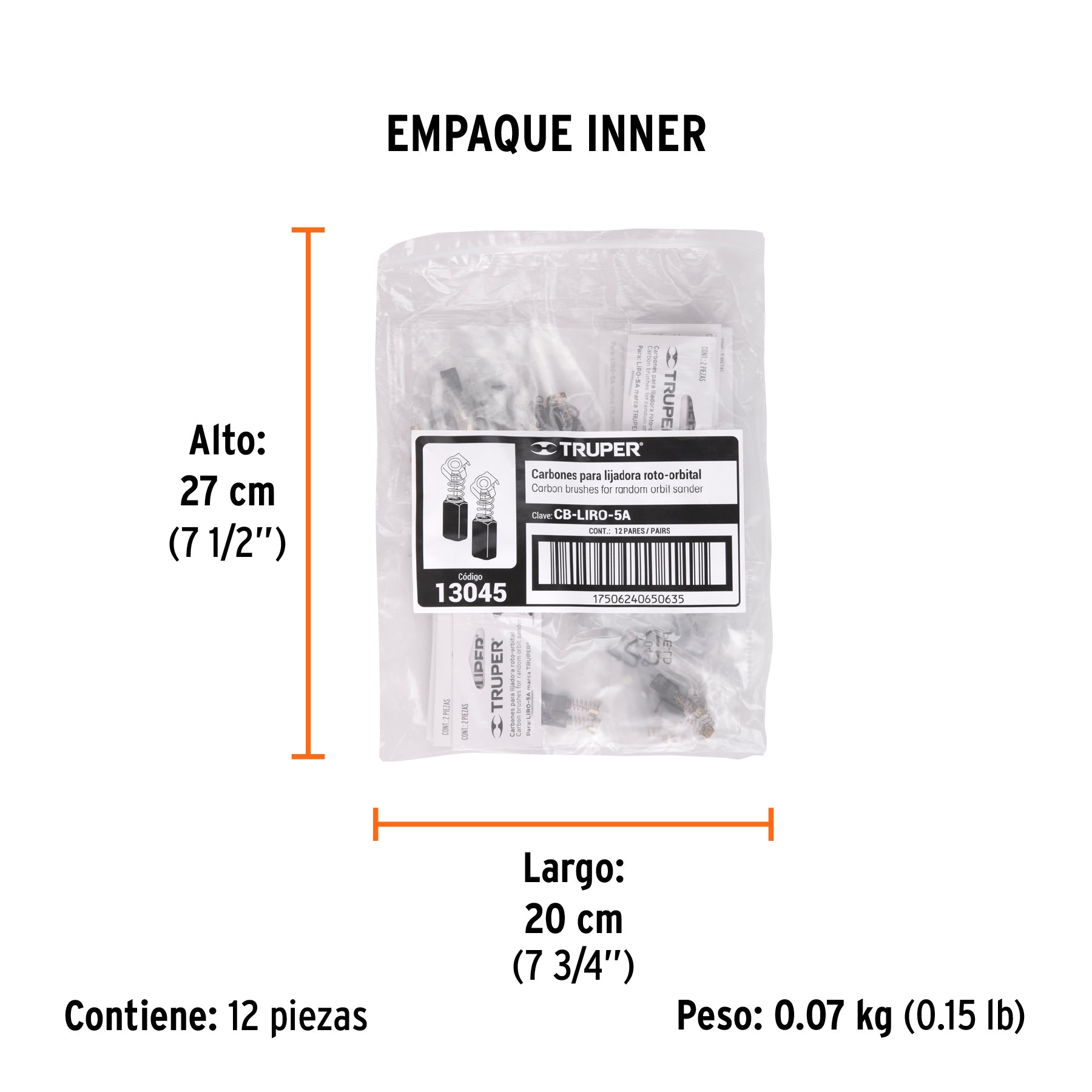 Bolsa con 2 carbones de repuesto para LIRO-5A, TRUPER - Empaque