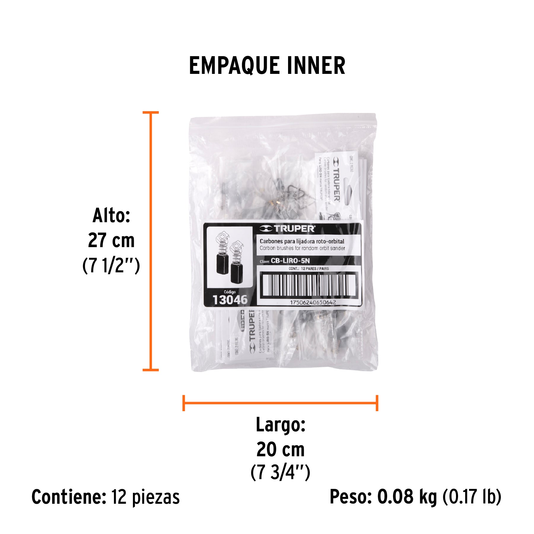 Bolsa con 2 carbones de repuesto para LIRO-5N, TRUPER - Empaque