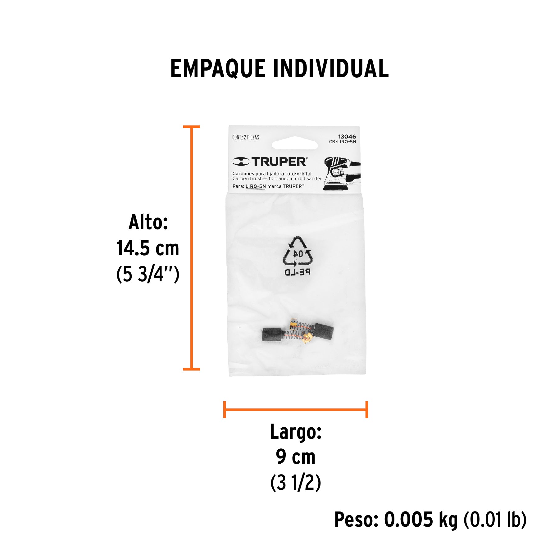 Bolsa con 2 carbones de repuesto para LIRO-5N, TRUPER - Empaque