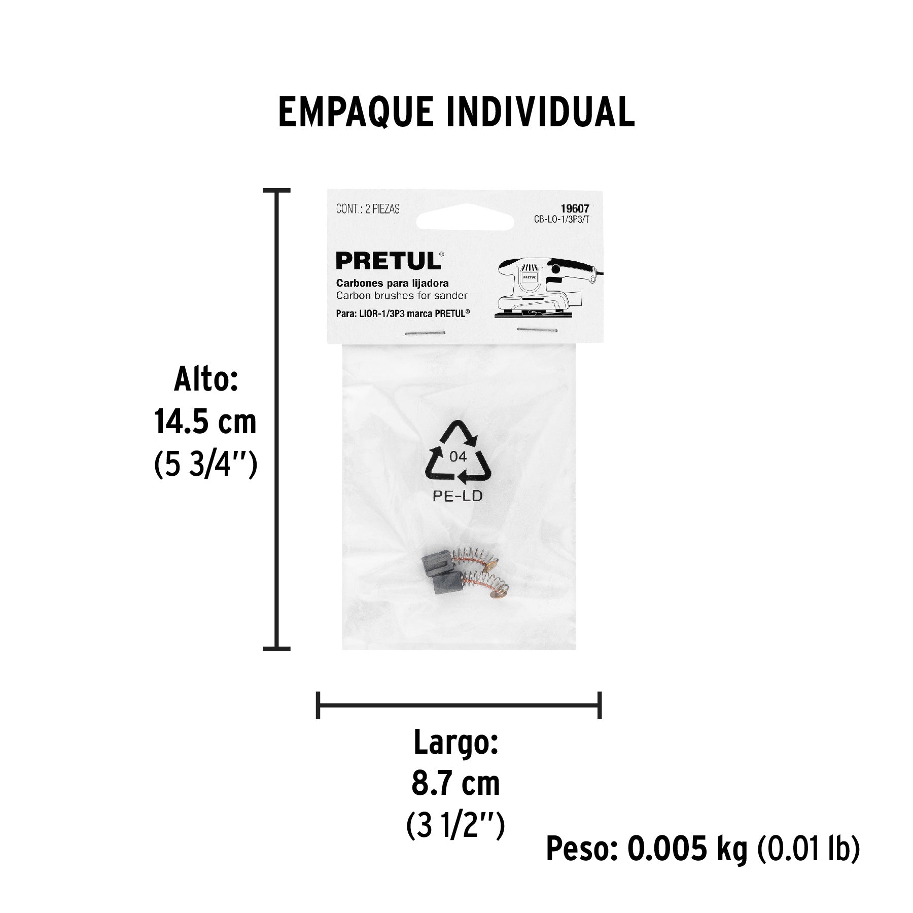 Bolsa con 2 carbones de repuesto para LIOR-1/3P3/T, TRUPER - Empaque