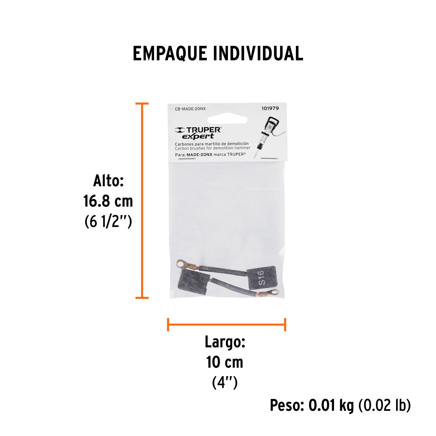 Bolsa con 2 carbones de repuesto para MADE-20NX, TRUPER - Empaque