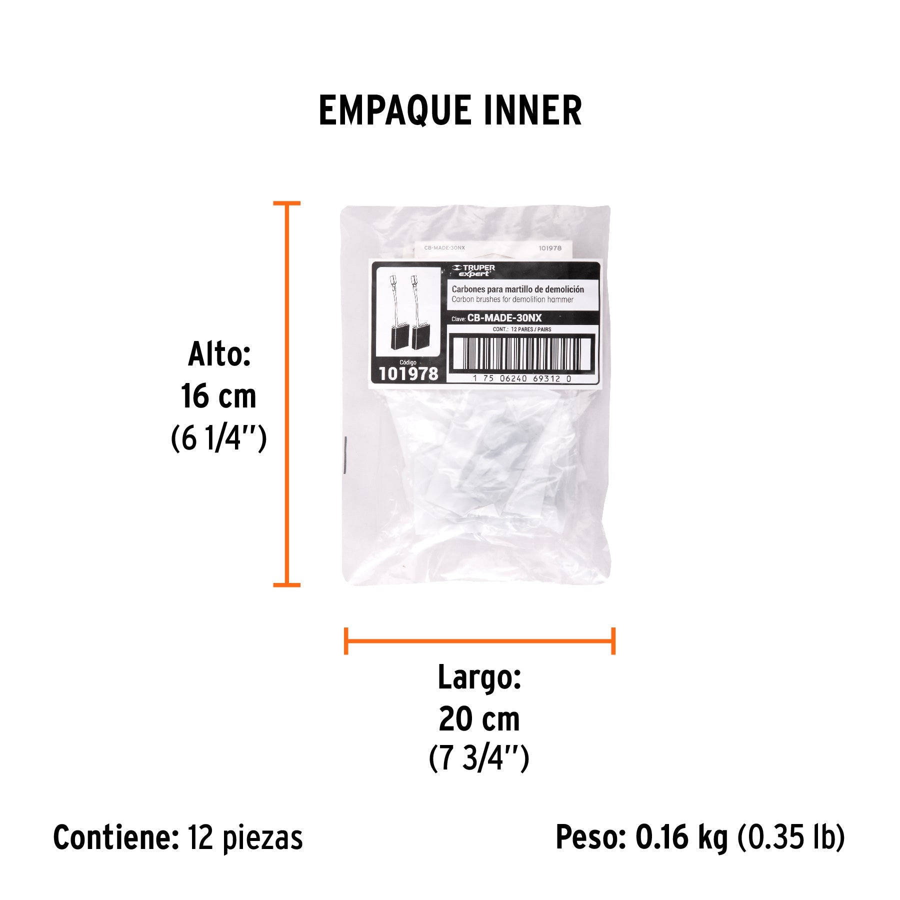 Bolsa con 2 carbones de repuesto para MADE-30NX, TRUPER - Empaque