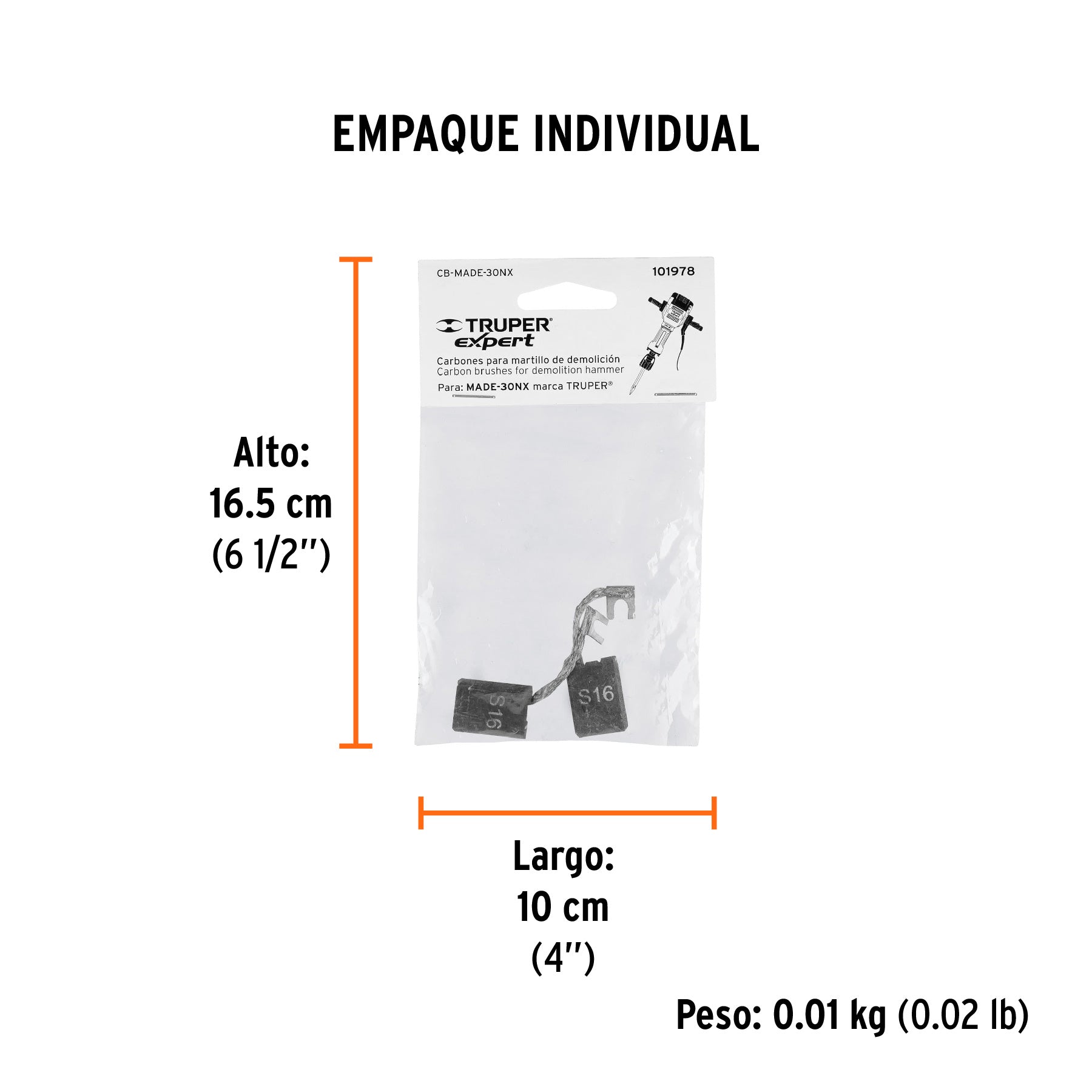 Bolsa con 2 carbones de repuesto para MADE-30NX, TRUPER - Empaque