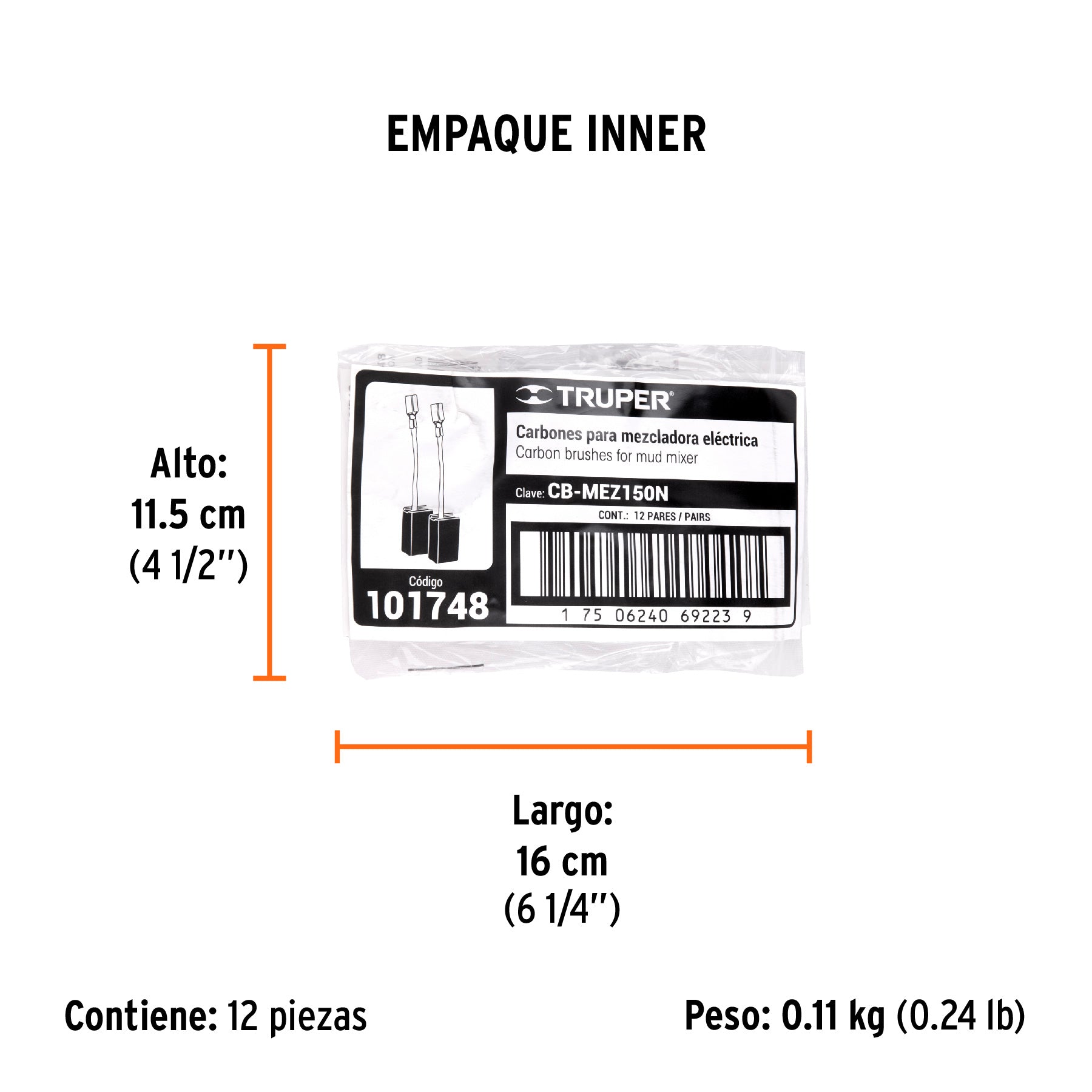 Bolsa con 2 carbones de repuesto para MEZ-150N, TRUPER - Empaque