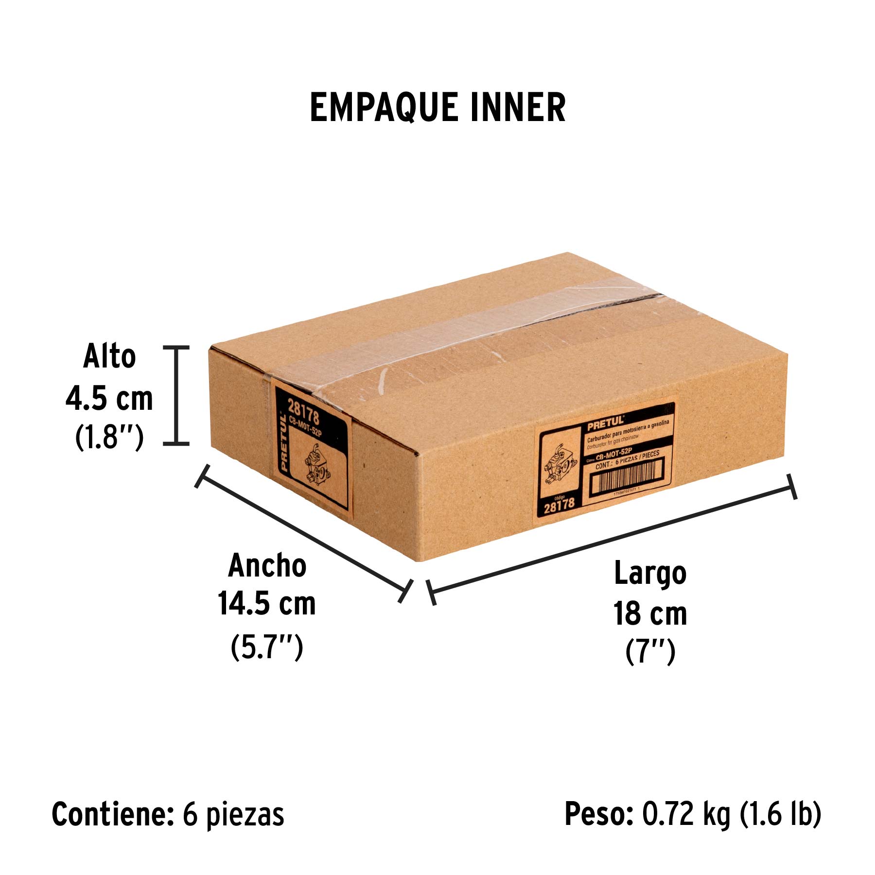 Carburador para motosierra a gasolina MOT-5220P, PRETUL - Empaque