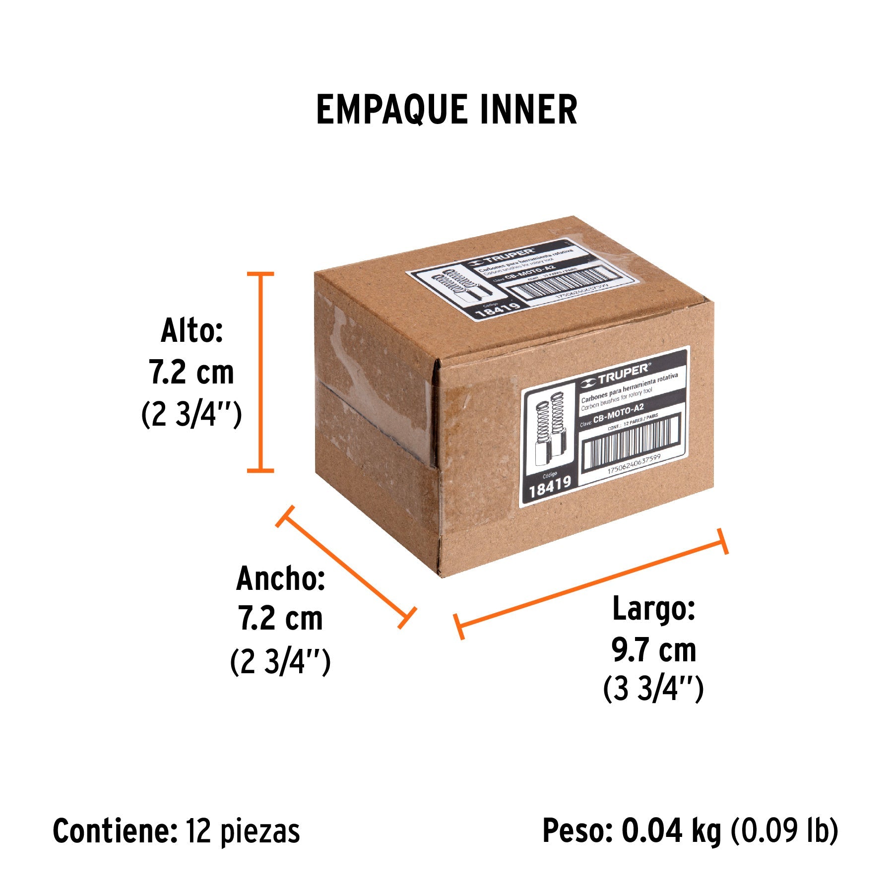 Bolsa con 2 carbones de repuesto para MOTO-A2, TRUPER - Empaque