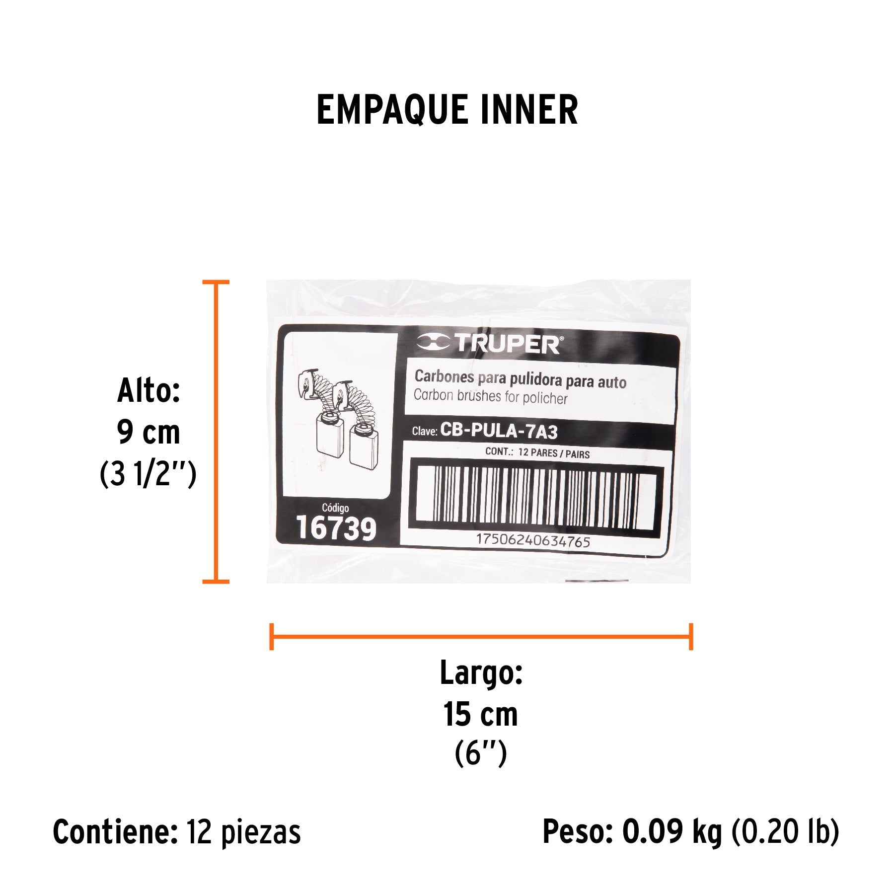 Bolsa con 2 carbones de repuesto para PULA-7A3, TRUPER - Empaque