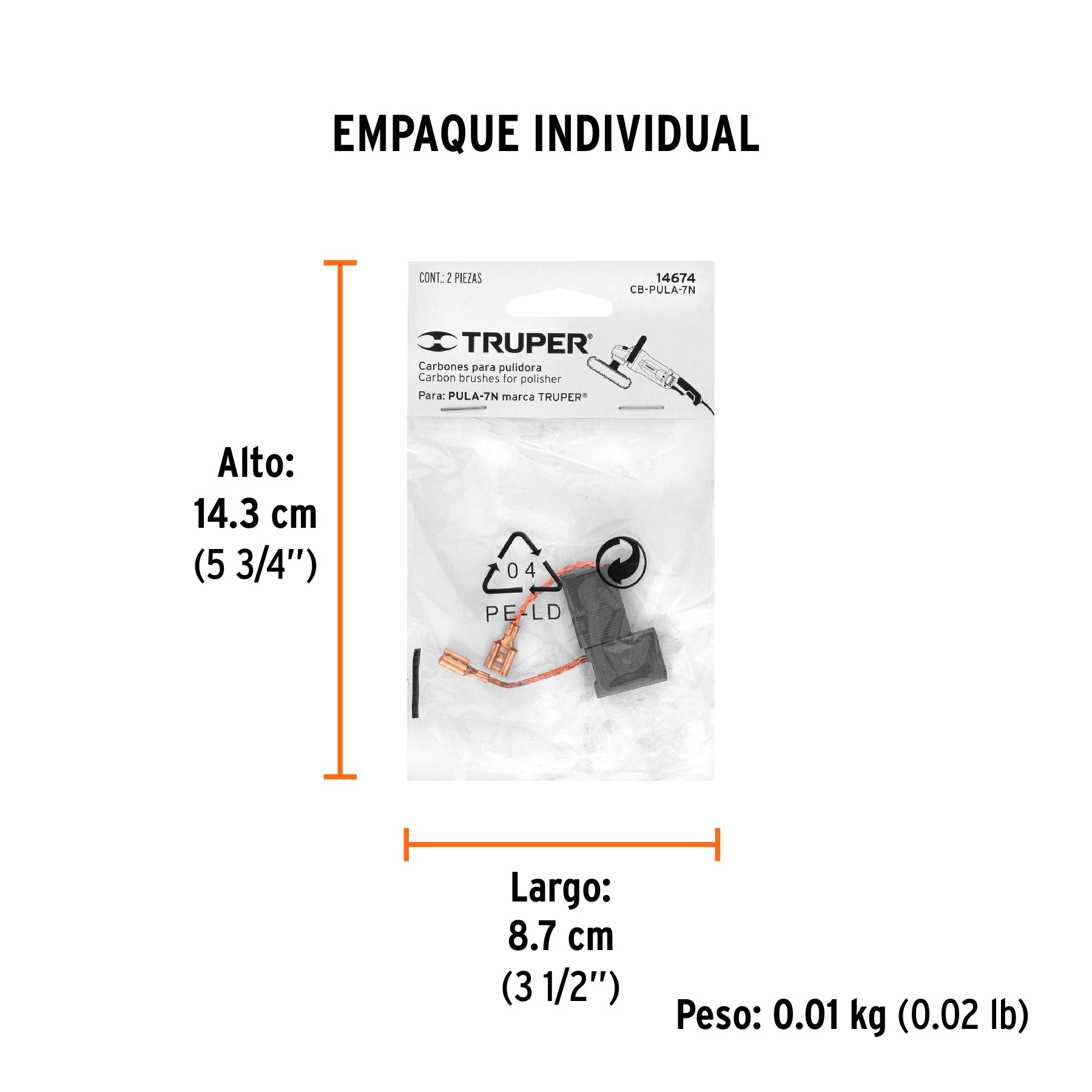 Bolsa con 2 carbones de repuesto para PULA-7N, TRUPER - Empaque