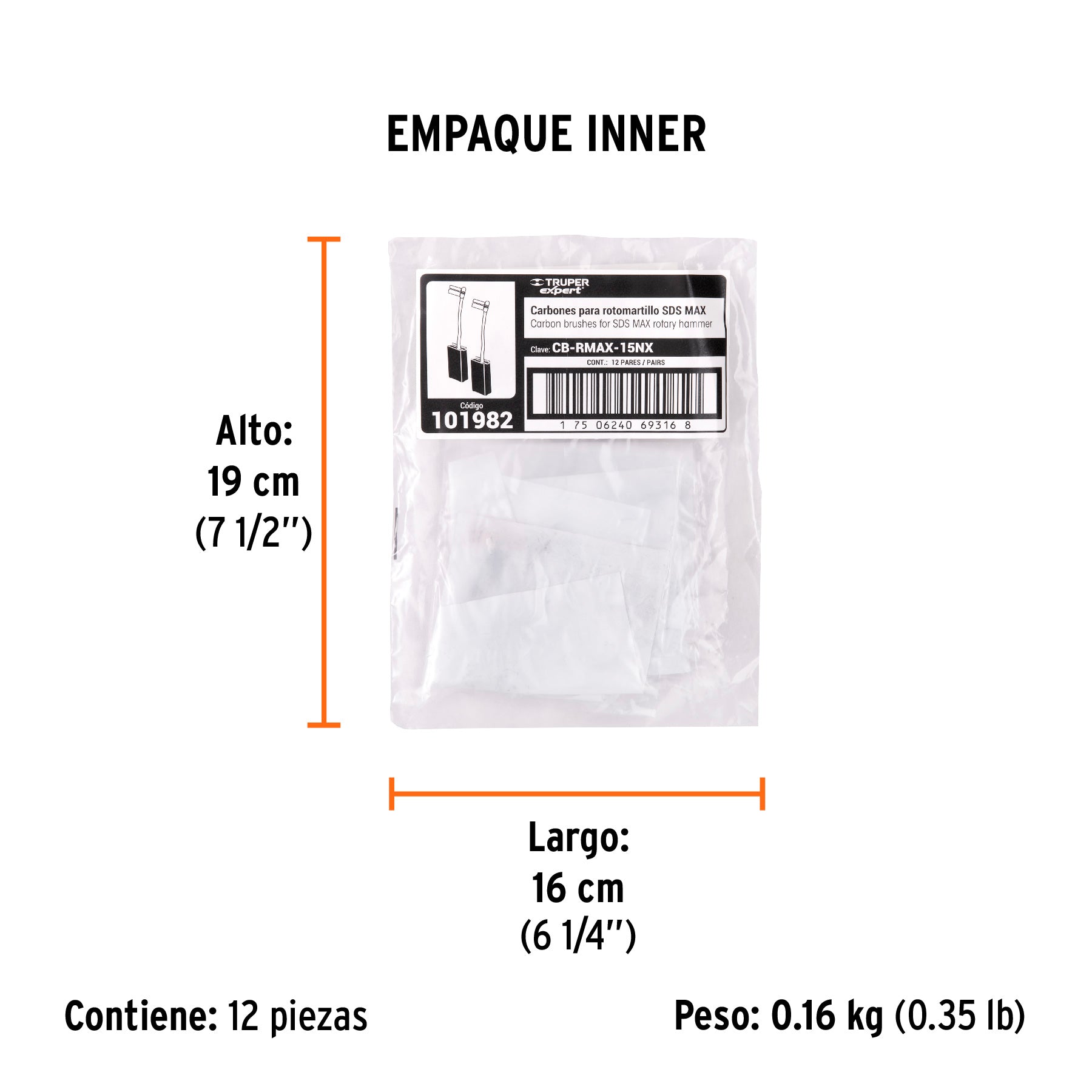 Bolsa con 2 carbones de repuesto para RMAX-15NX, TRUPER - Empaque