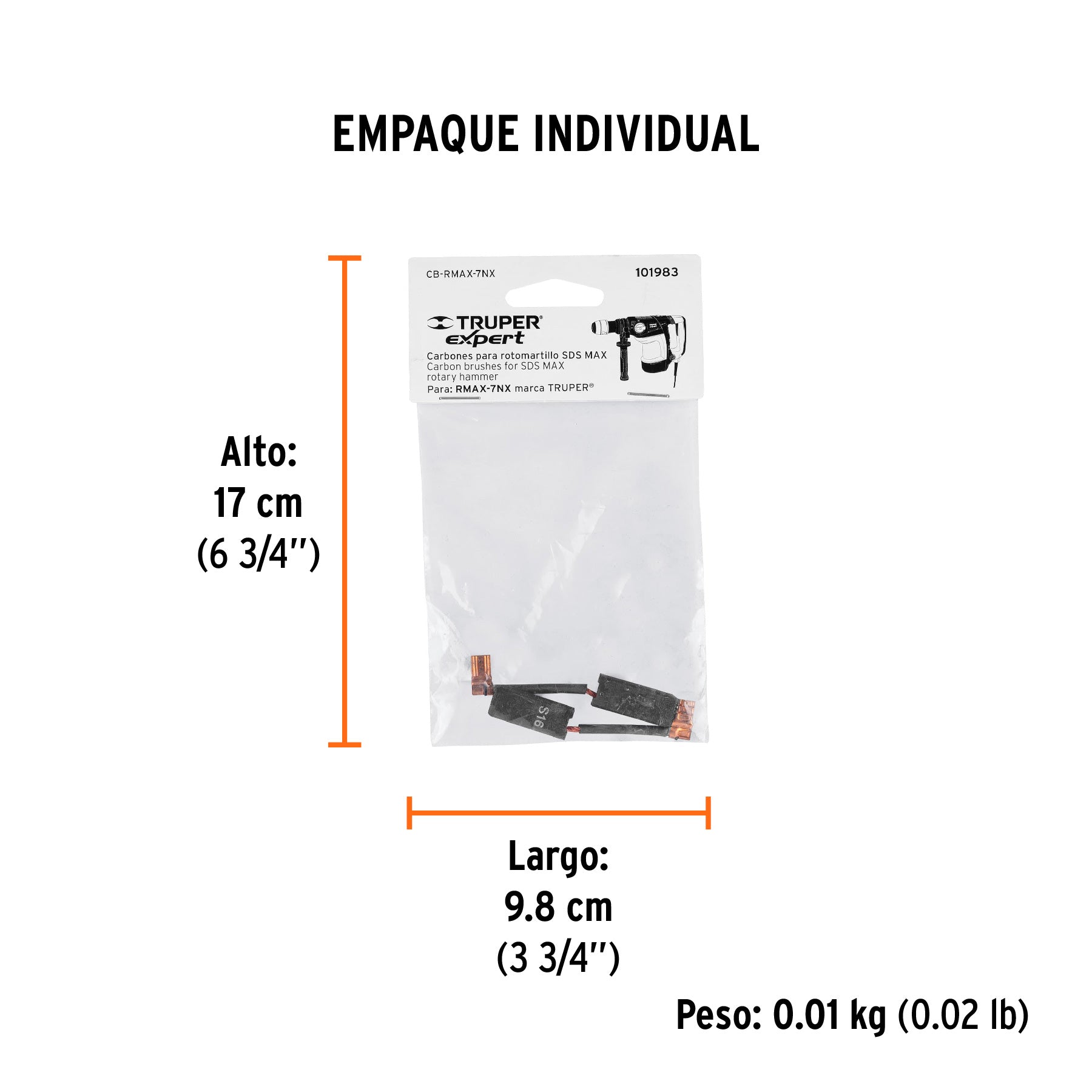 Bolsa con 2 carbones de repuesto para RMAX-7NX, TRUPER - Empaque