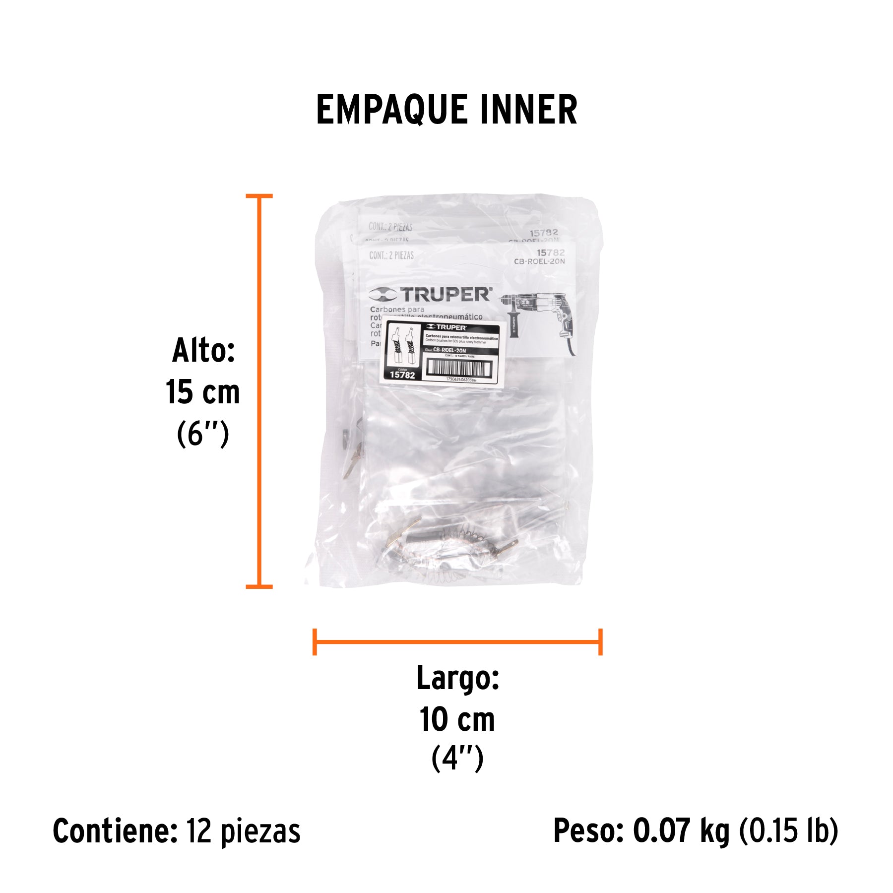 Bolsa con 2 carbones de repuesto para ROEL-20N, TRUPER - Empaque