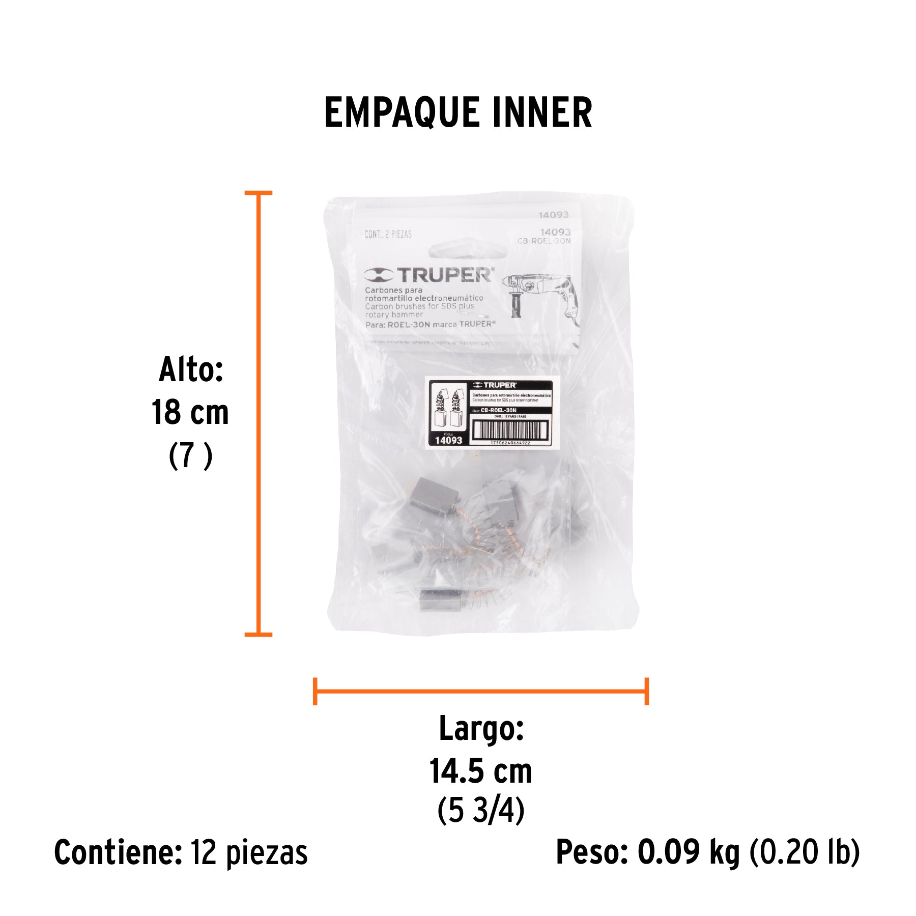 Bolsa con 2 carbones de repuesto para ROEL-30N, TRUPER - Empaque