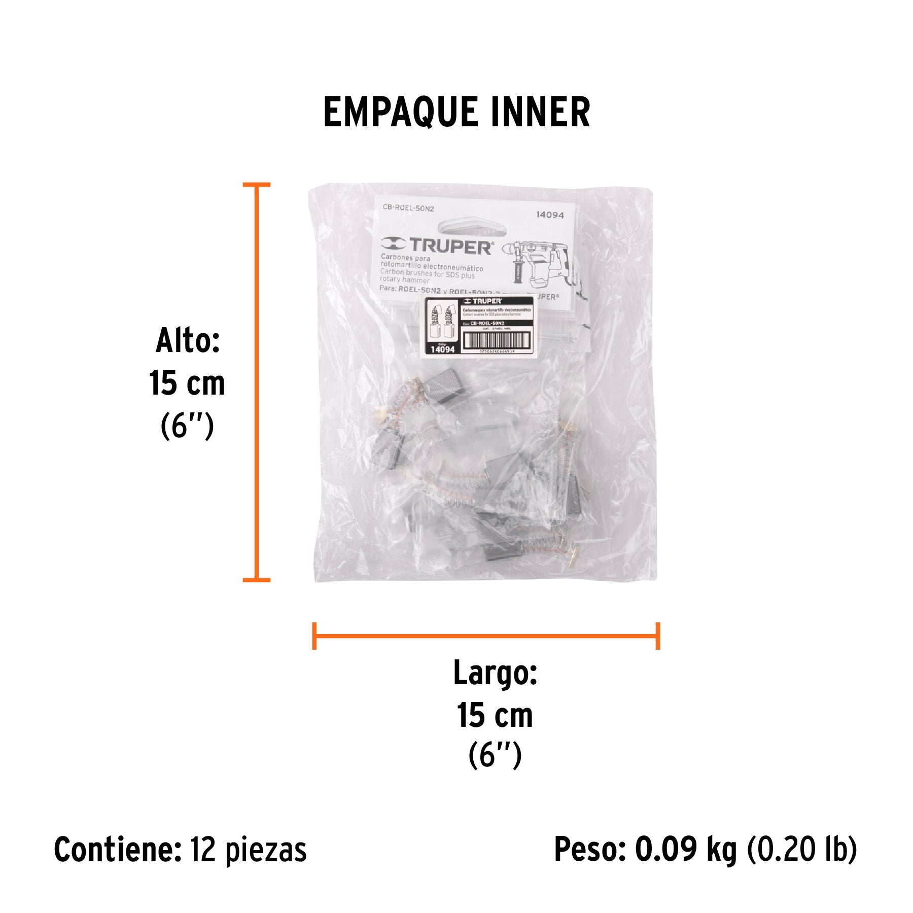 Bolsa con 2 carbones de repuesto para ROEL-50N2, TRUPER - Empaque