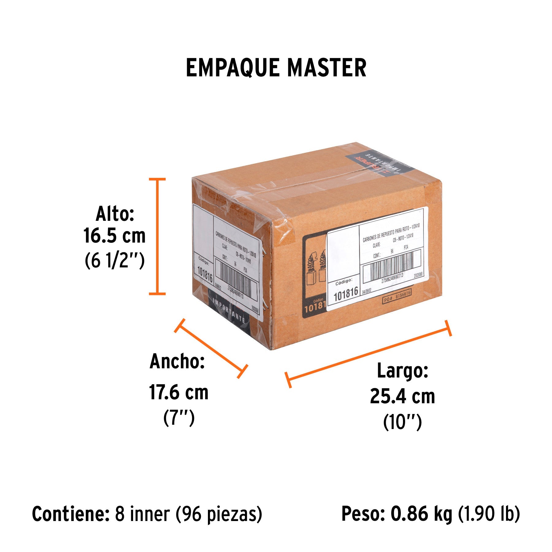 Bolsa con 2 carbones de repuesto para ROTO-1/2A10, TRUPER - Empaque