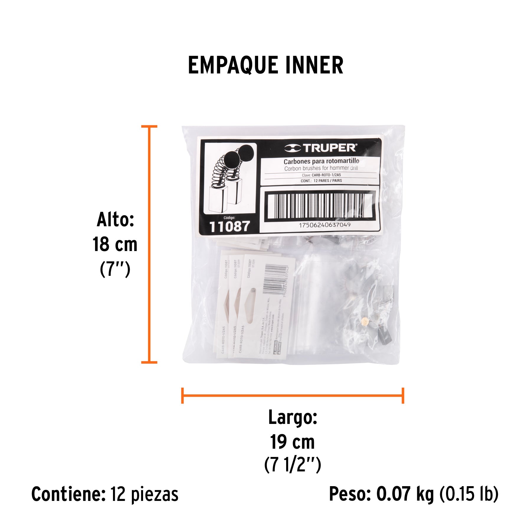 Bolsa con 2 carbones de repuesto para ROTO-1/2A5, TRUPER - Empaque