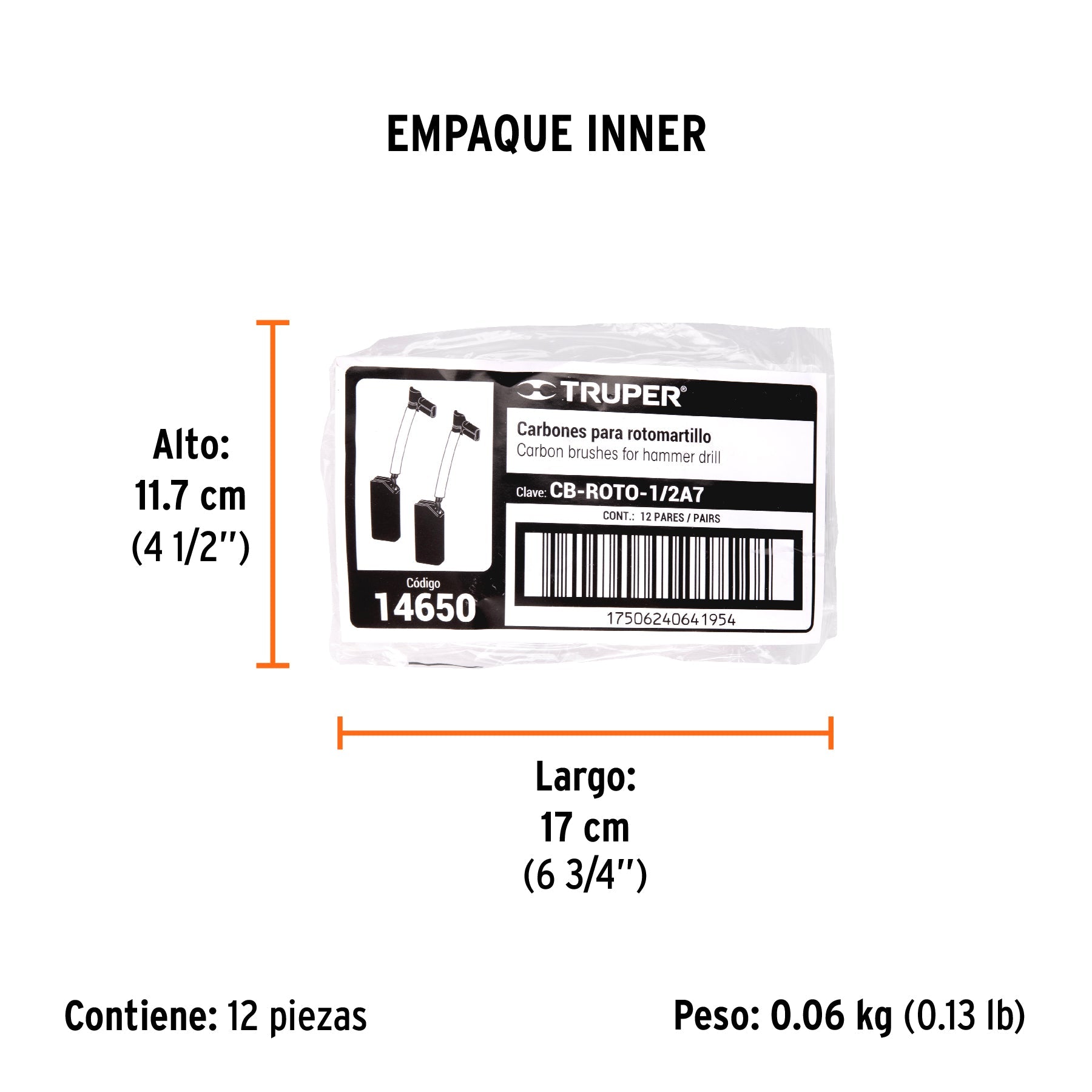 Bolsa con 2 carbones de repuesto para ROTO-1/2A7, TRUPER - Empaque