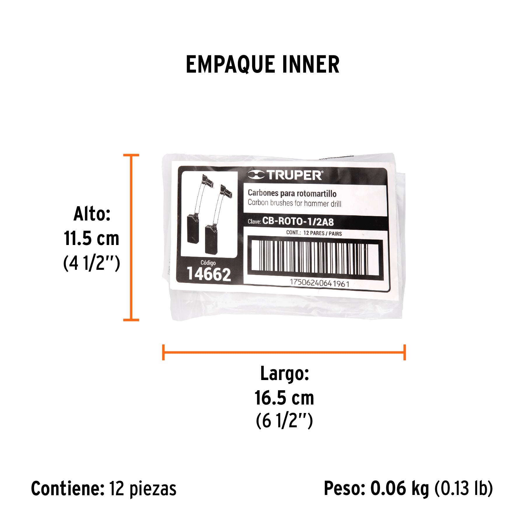 Bolsa con 2 carbones de repuesto para ROTO-1/2A8, TRUPER - Empaque