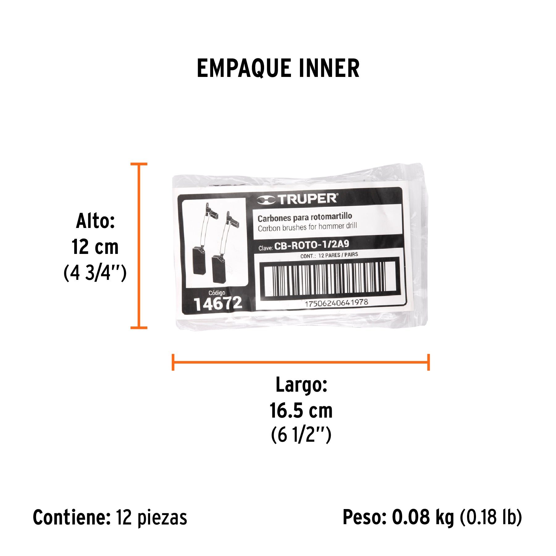 Bolsa con 2 carbones de repuesto para ROTO-1/2A9, TRUPER - Empaque