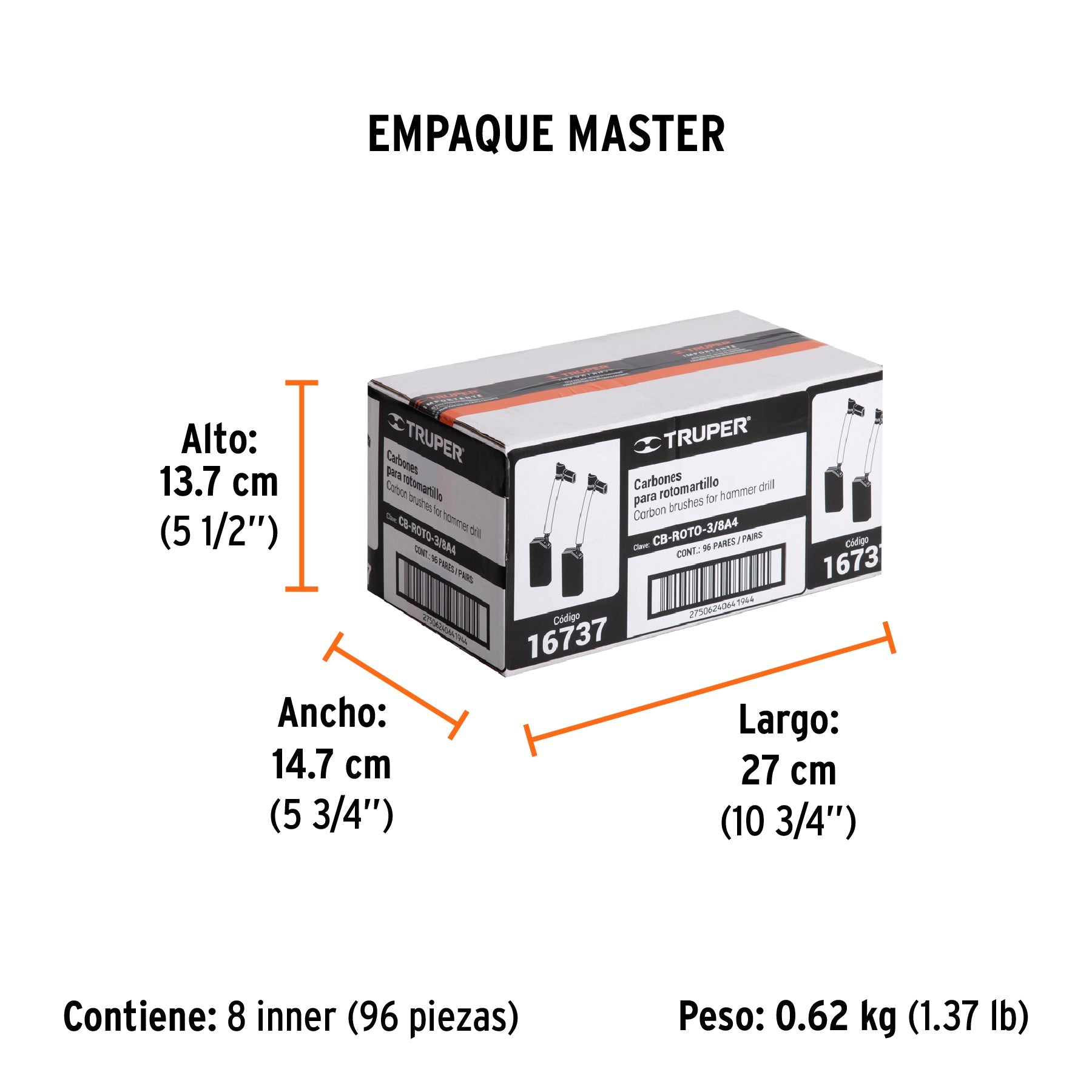 Bolsa con 2 carbones de repuesto para ROTO-3/8A4, TRUPER - Empaque