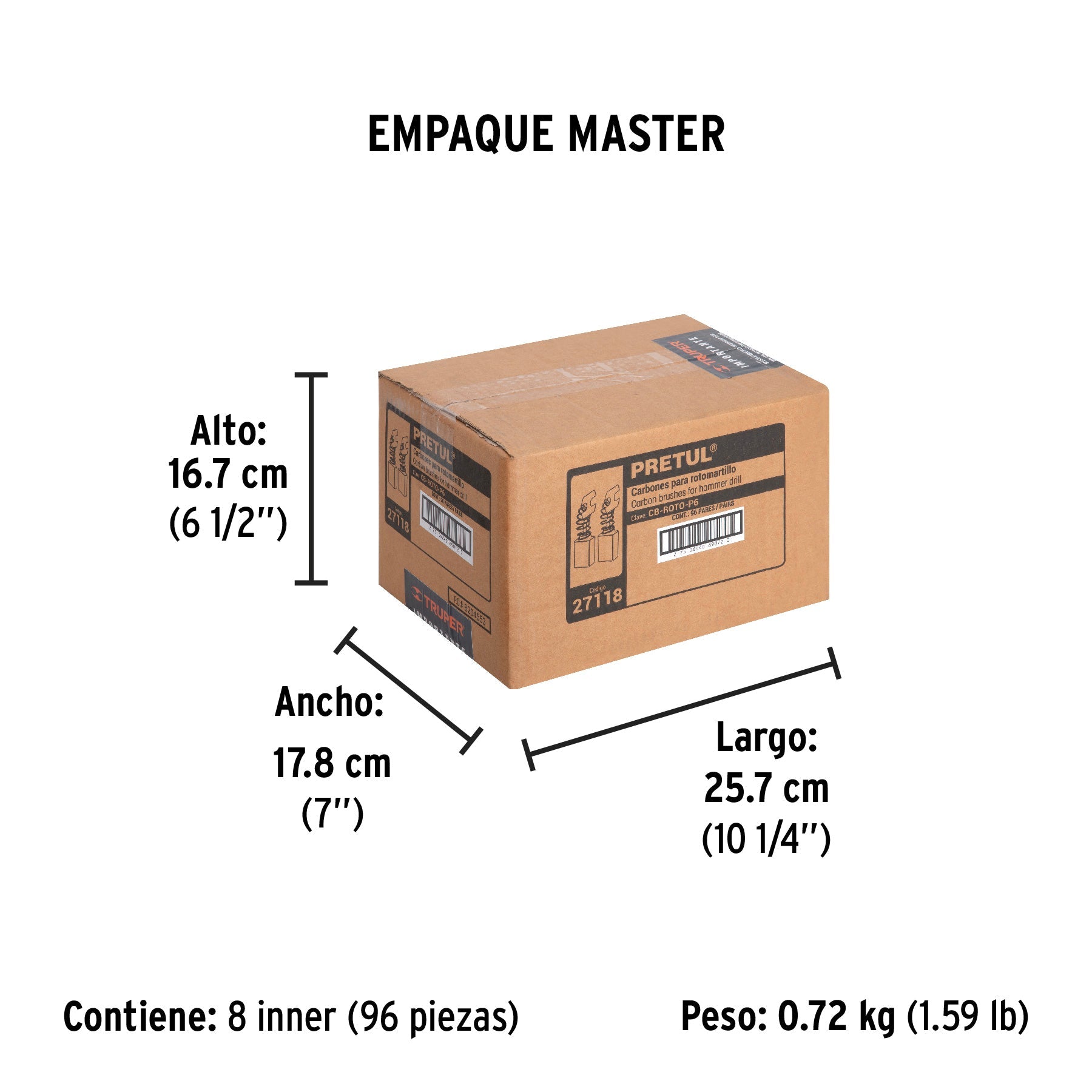Bolsa con 2 carbones d/repuesto p/ROTO-1/2P6 y 3/8P6, TRUPER - Empaque