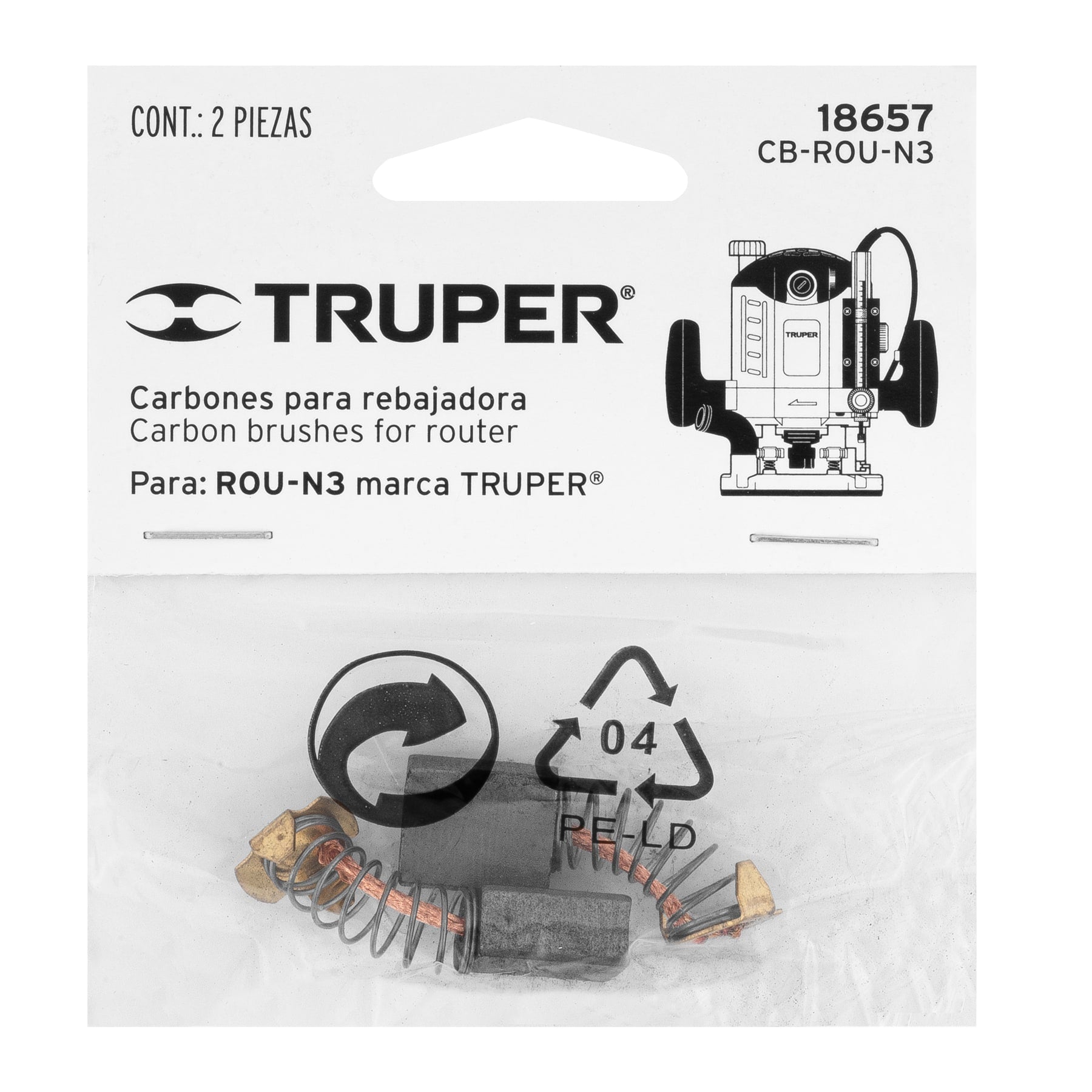 Bolsa con 2 carbones de repuesto para ROU-N3, TRUPER