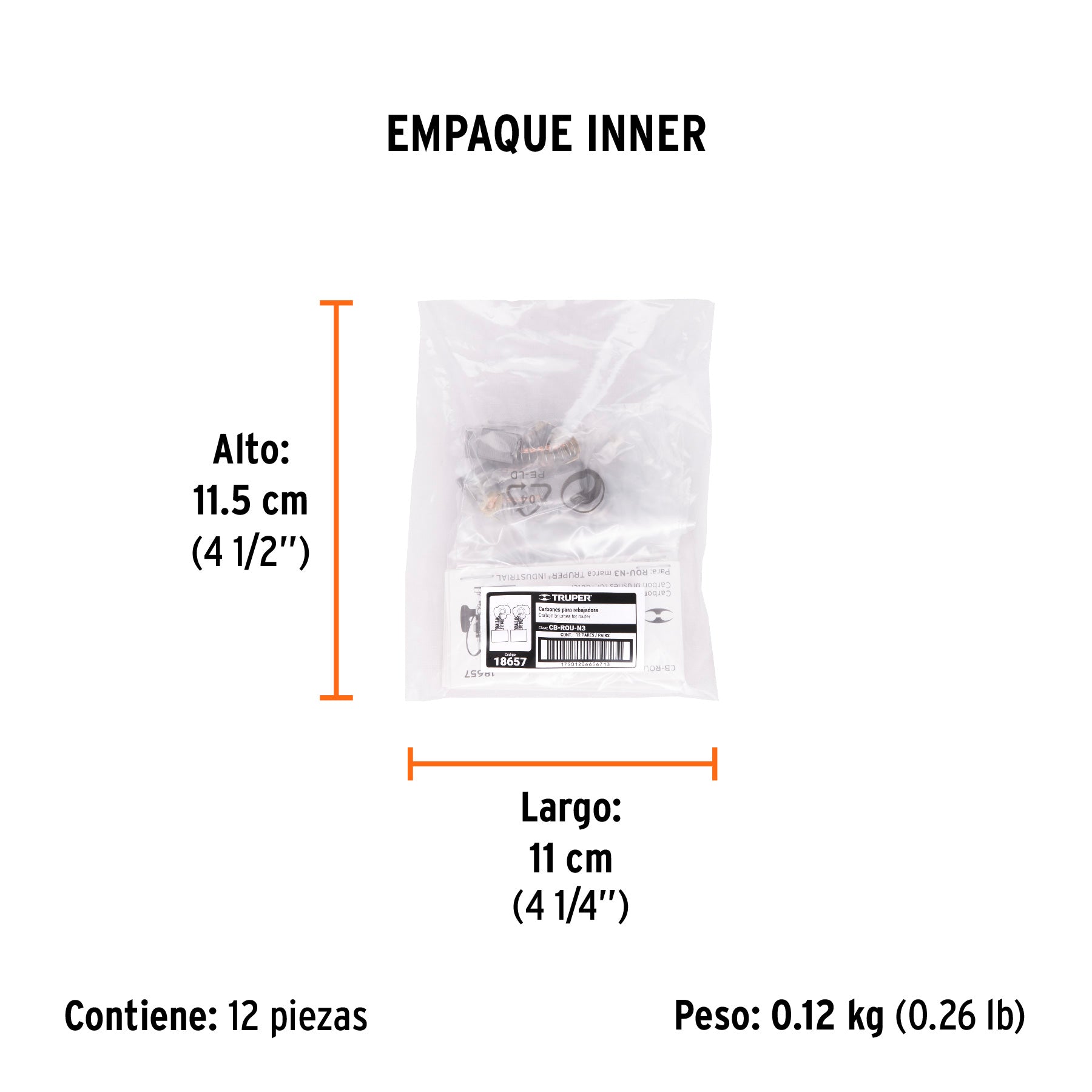 Bolsa con 2 carbones de repuesto para ROU-N3, TRUPER - Empaque