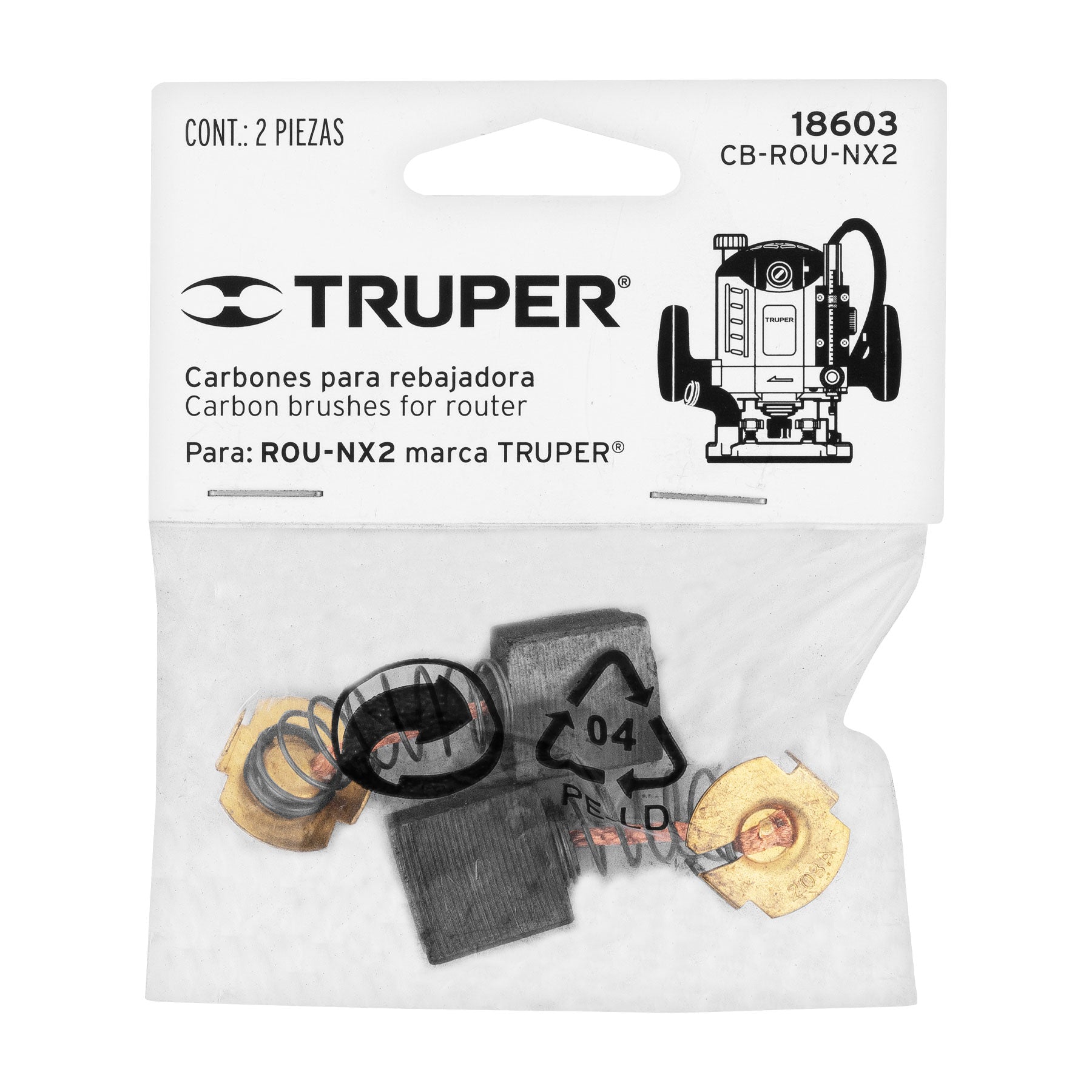 Bolsa con 2 carbones de repuesto para ROU-NX2, TRUPER