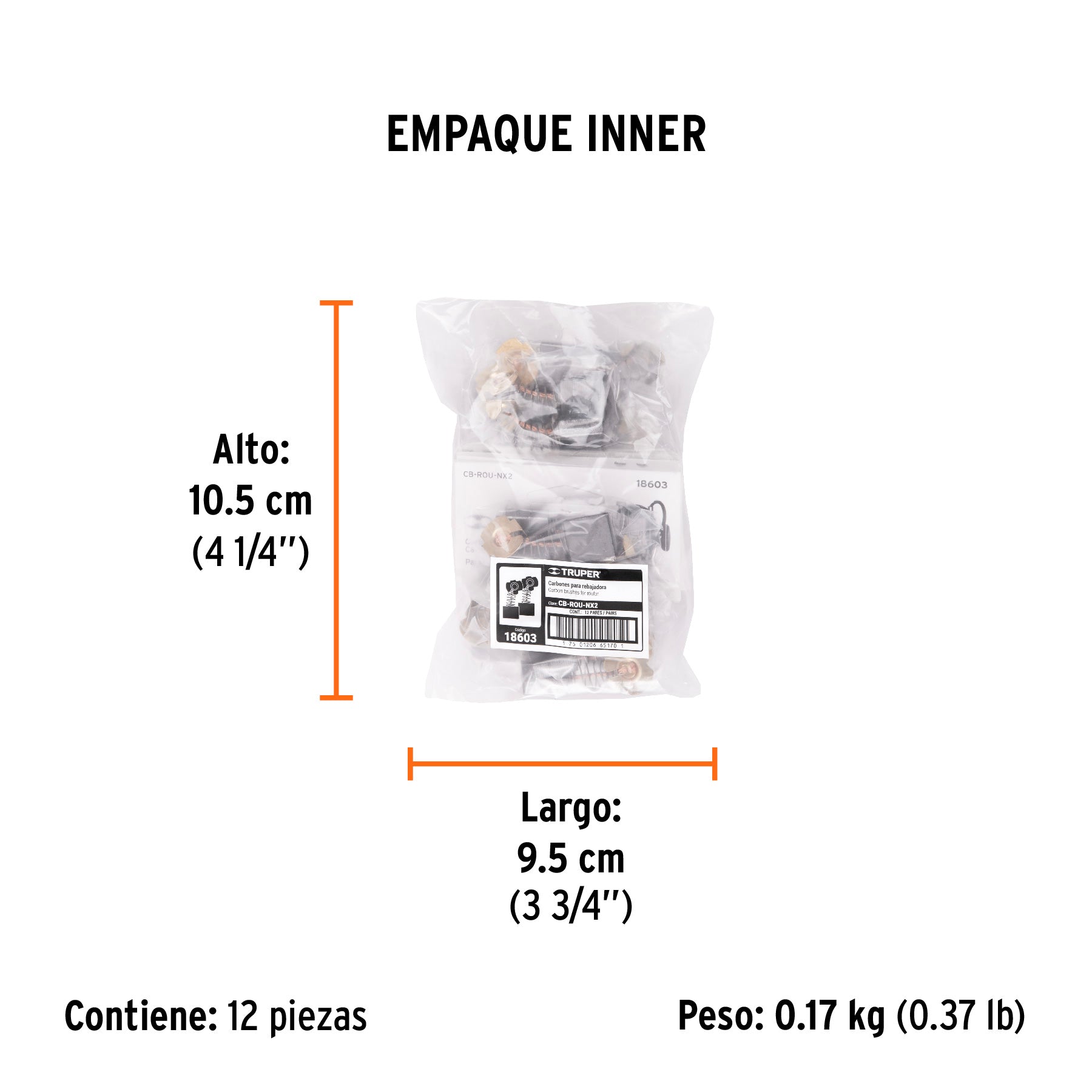Bolsa con 2 carbones de repuesto para ROU-NX2, TRUPER - Empaque