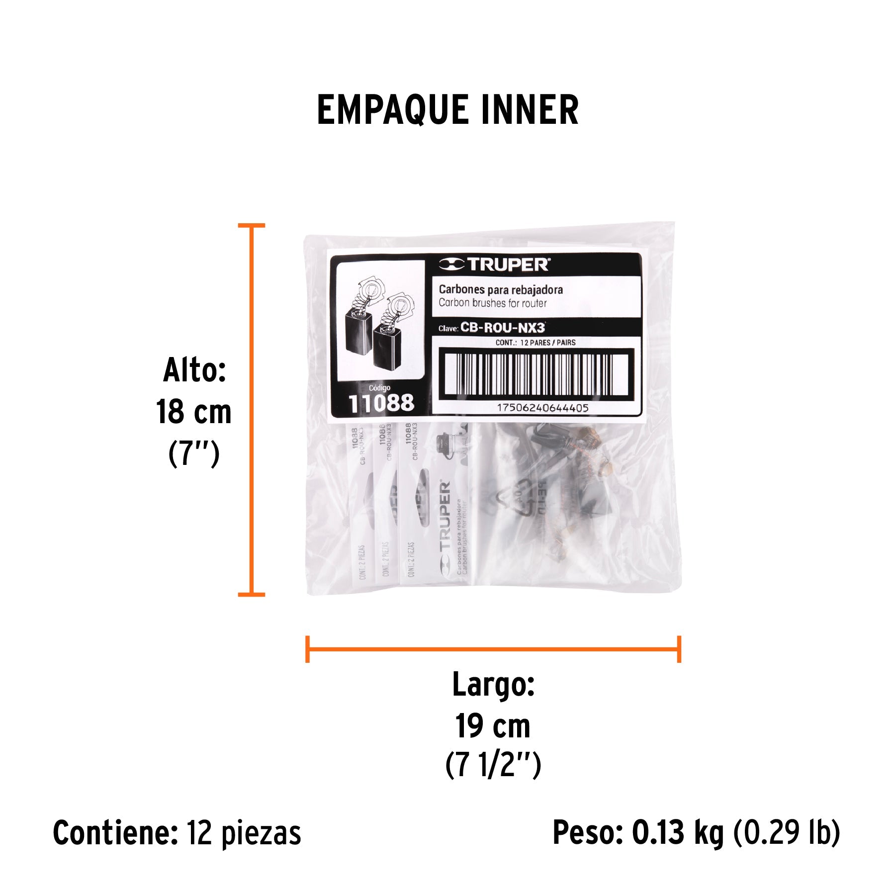 Bolsa con 2 carbones de repuesto para ROU-NX3, TRUPER - Empaque