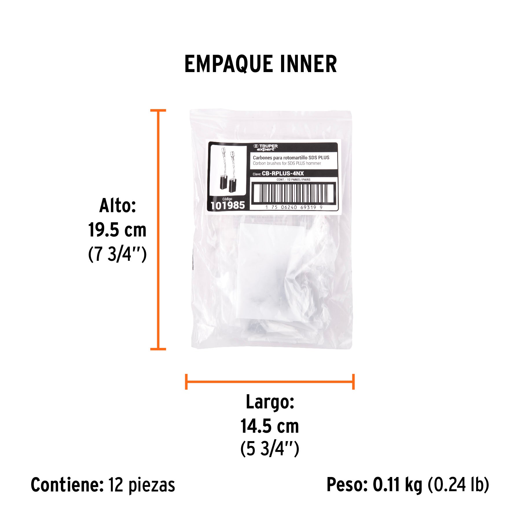 Bolsa con 2 carbones de repuesto para RPLUS-4NX, TRUPER - Empaque