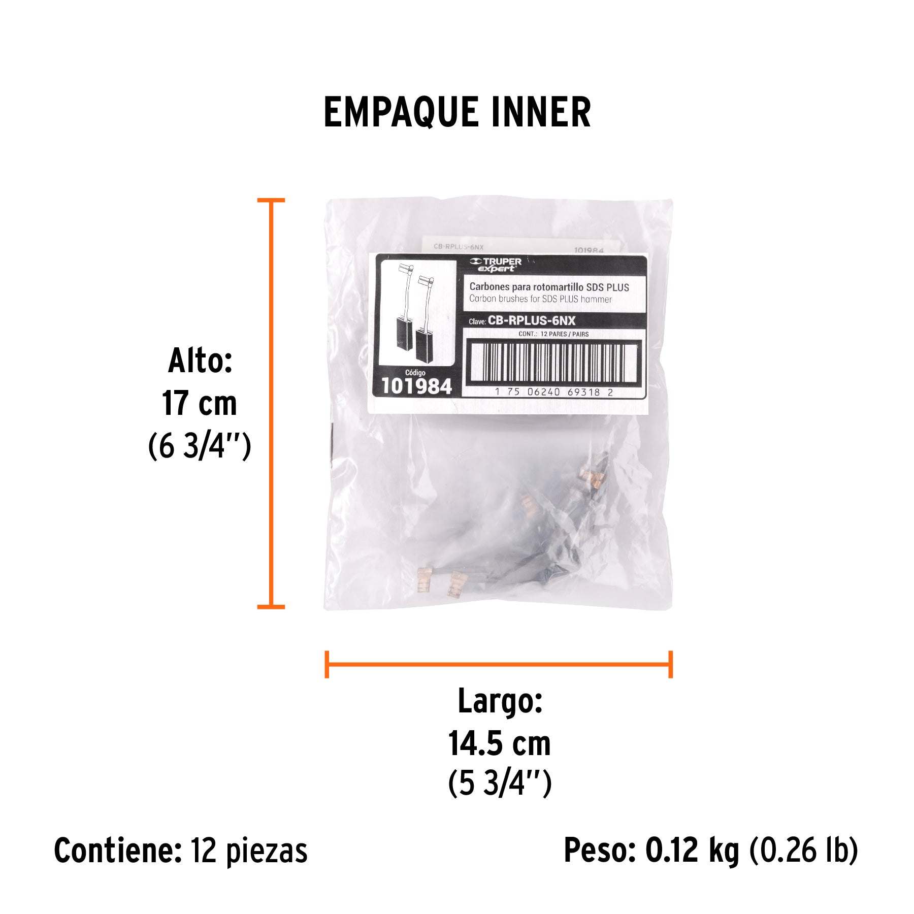 Bolsa con 2 carbones de repuesto para RPLUS-6NX, TRUPER - Empaque