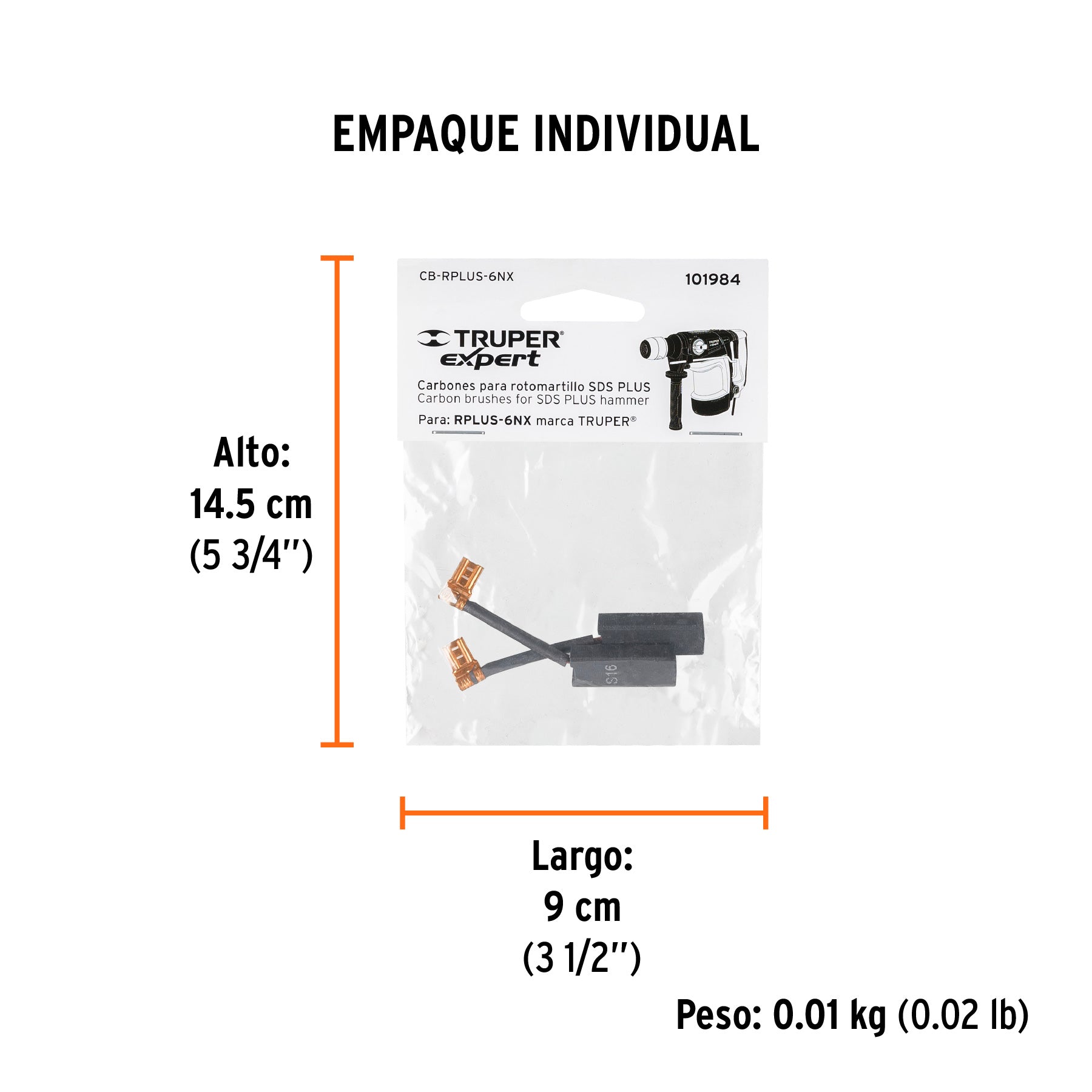 Bolsa con 2 carbones de repuesto para RPLUS-6NX, TRUPER - Empaque