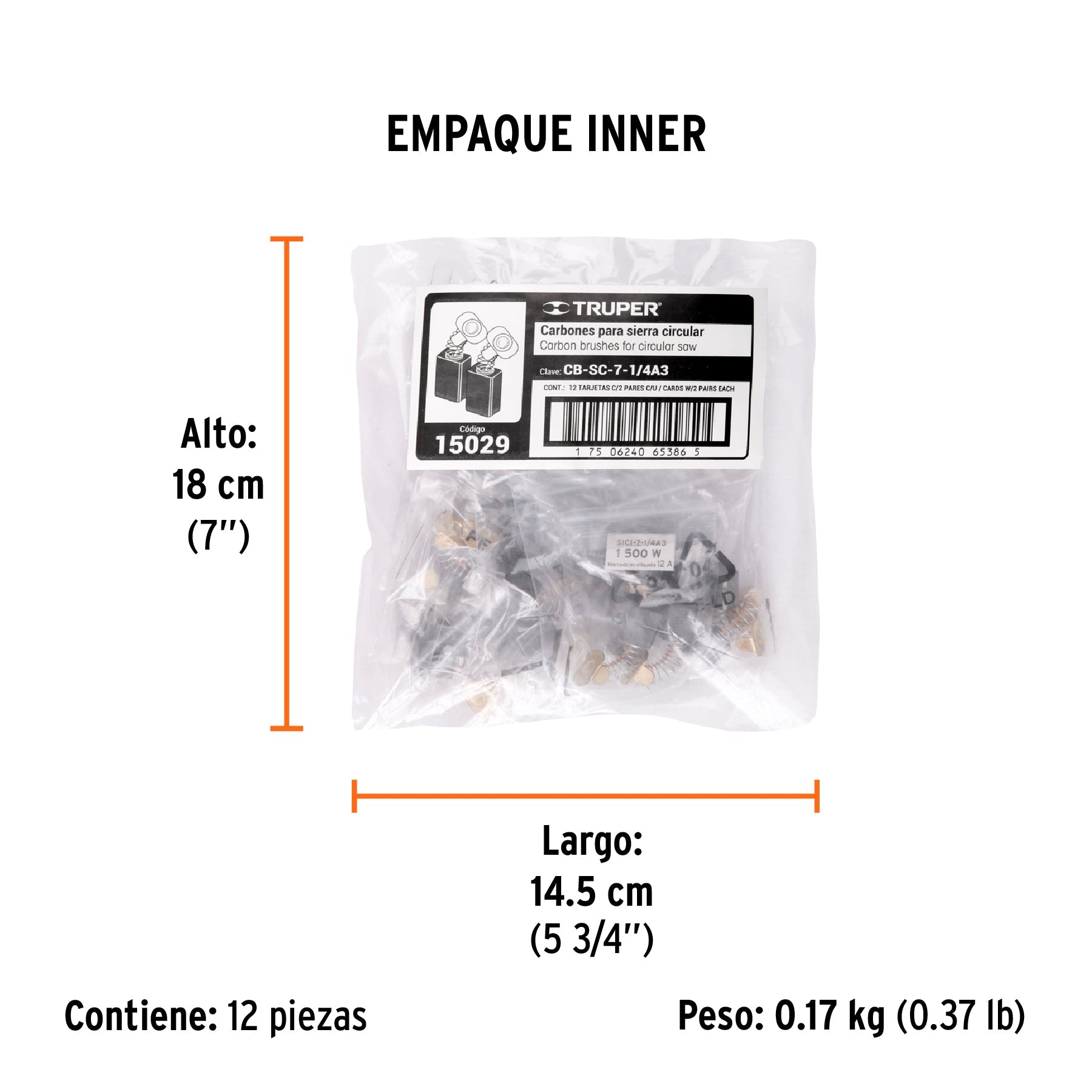 Bolsa con 2 carbones de repuesto para SICI-7-1/4A3, TRUPER - Empaque